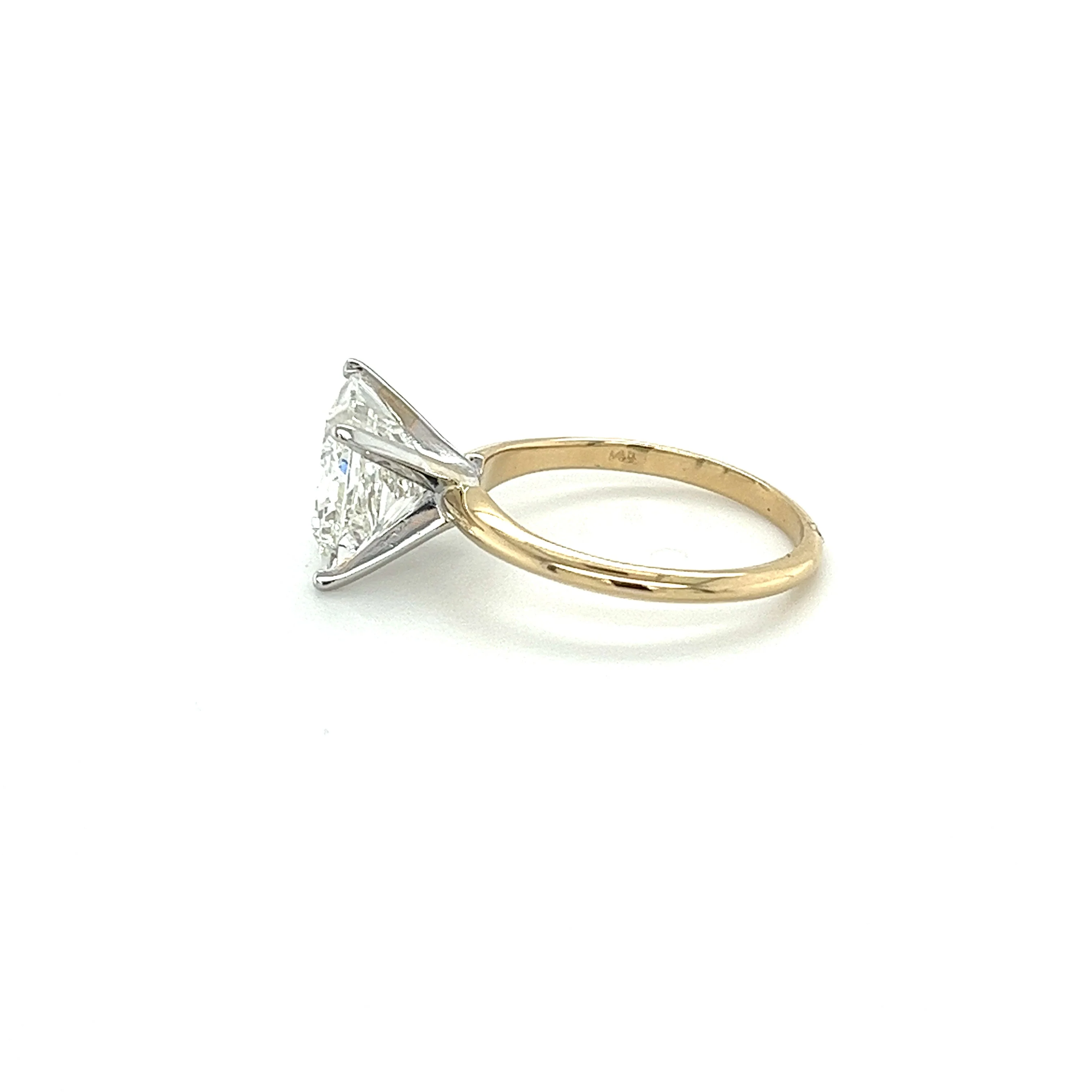 IGI Certified 3.3 Carat Princess Cut Lab Grown Diamond CVD Engagement Ring in 14K Gold 2-tone Solitaire Setting - Image 3