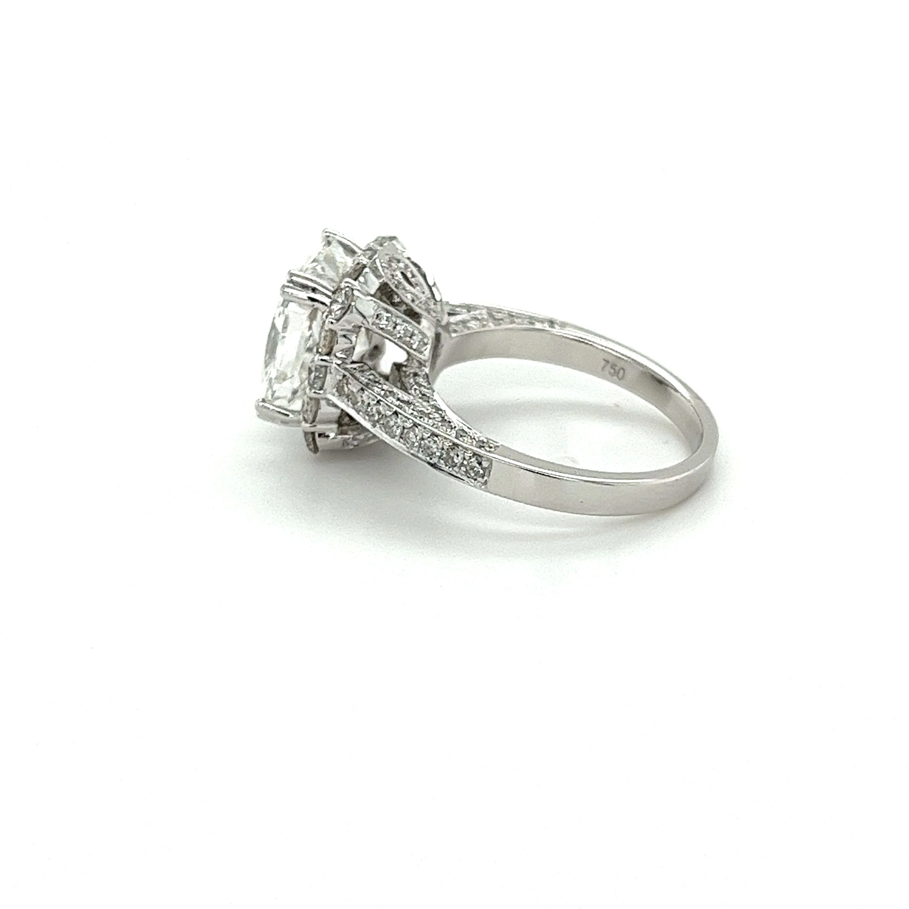 IGI Certified 5 Carat F/VS1 Radiant Cut Lab Grown Semi-Pave Halo Diamond Ring - Image 4