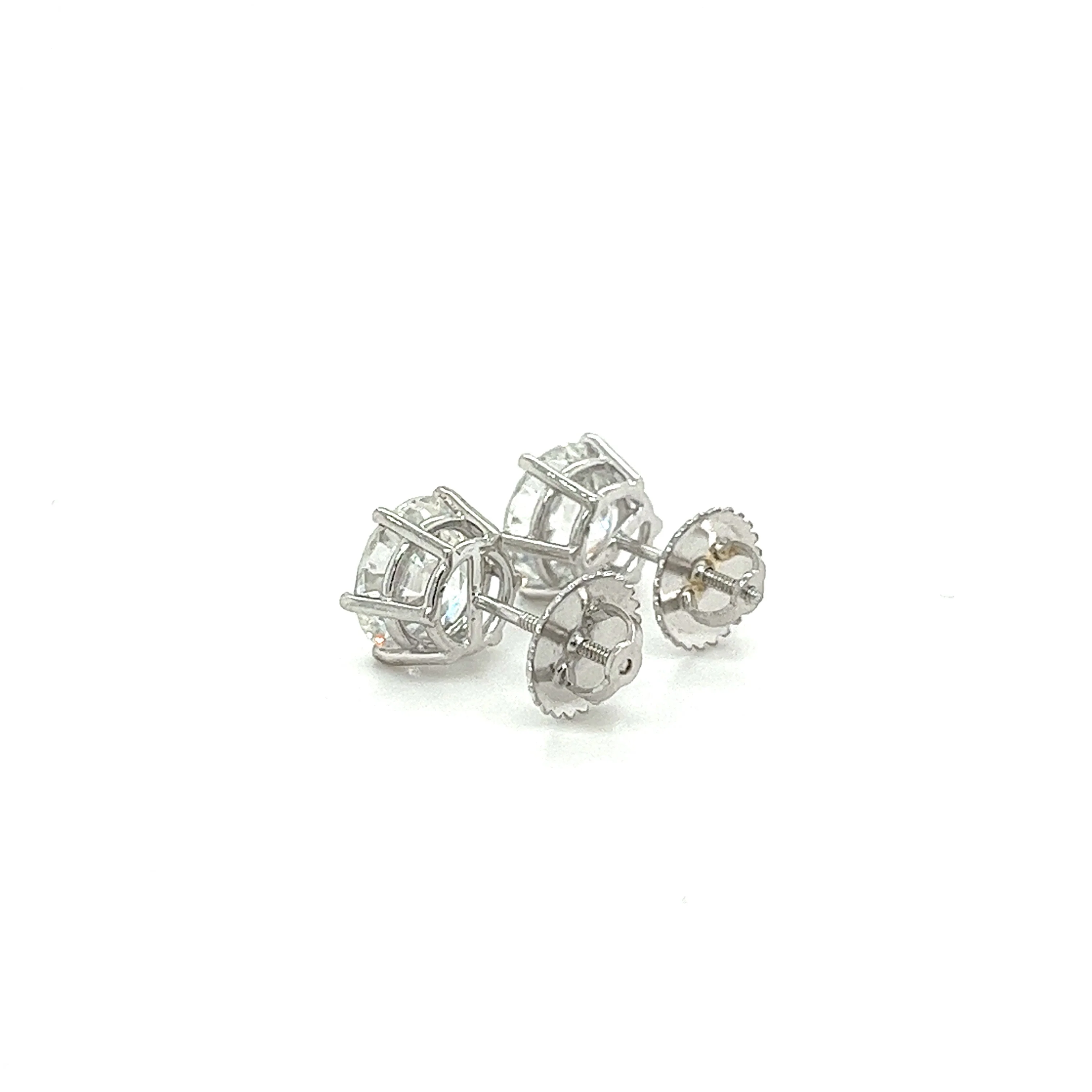 IGI Certified 6.06 Carat Total Old European Cut CVD Lab Grown Diamond 6-prong Stud Earring - Image 2