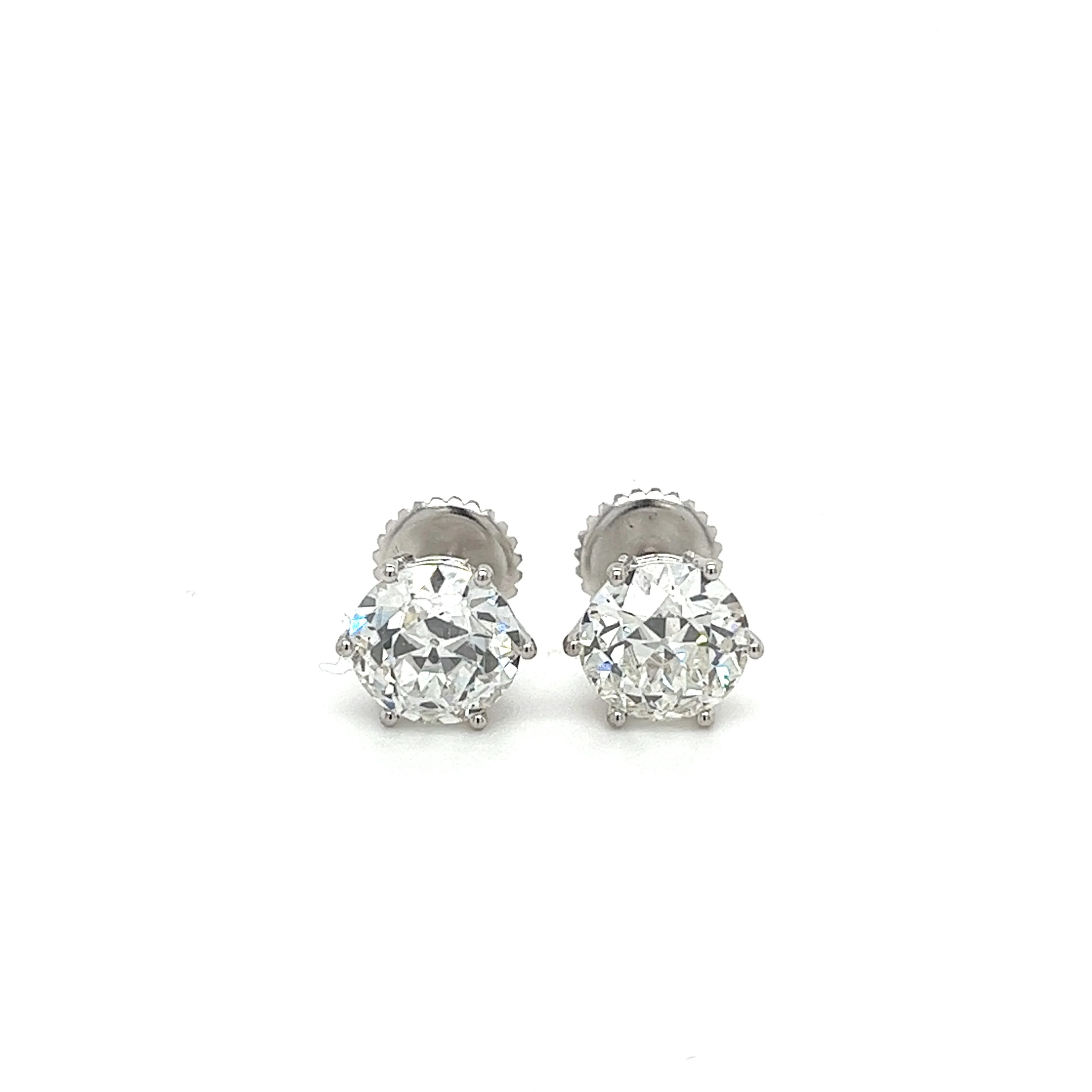 IGI Certified 6.06 Carat Total Old European Cut CVD Lab Grown Diamond 6-prong Stud Earring - Image 6