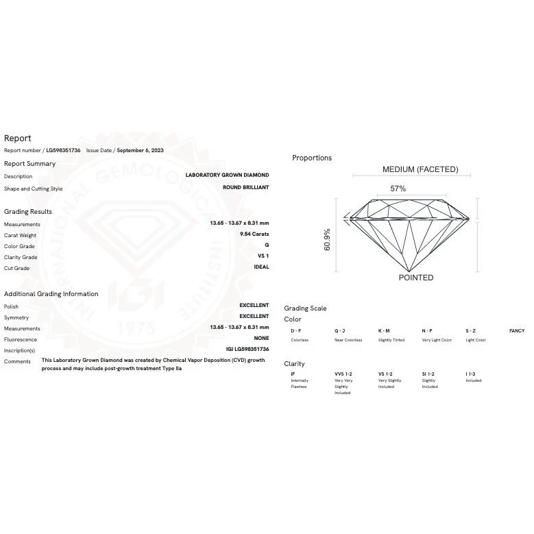 IGI Certified 9.54 Carat G/VS1 Lab Grown Diamond Vintage Platinum Ring - Image 11