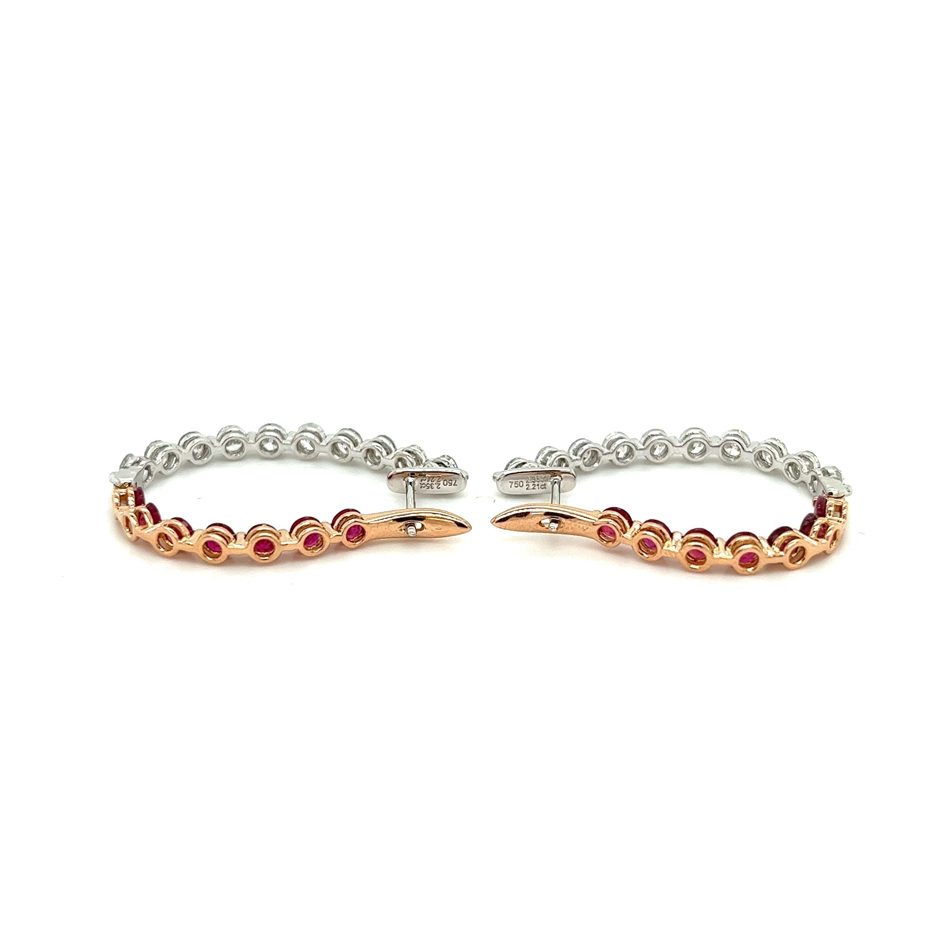 Inside Out Ruby and Diamond Hoop Earrings - Image 3