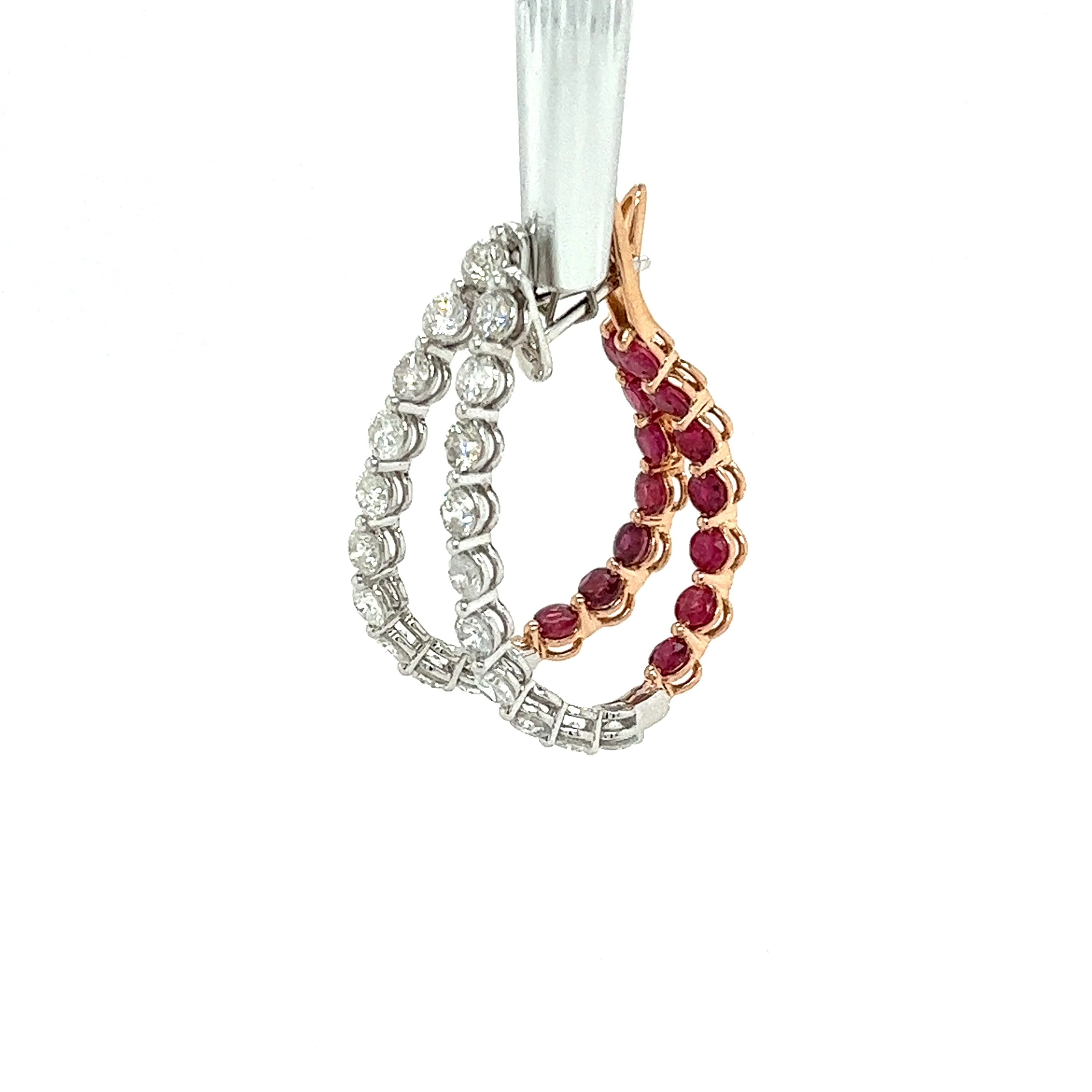 Inside Out Ruby and Diamond Hoop Earrings - Image 5