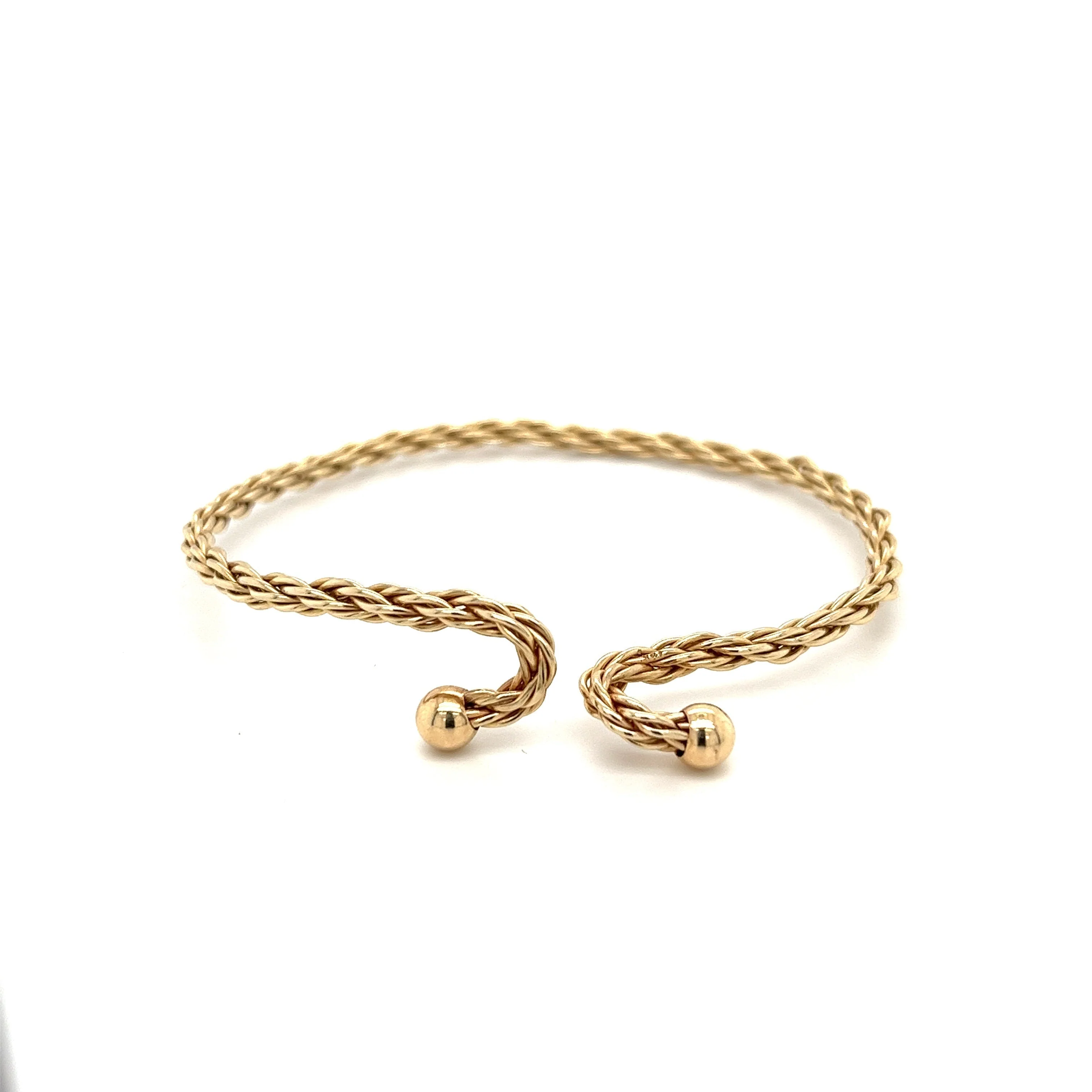 Interlocking Rope Chain Bangle Bracelet in 14k Yellow Gold - Image 2
