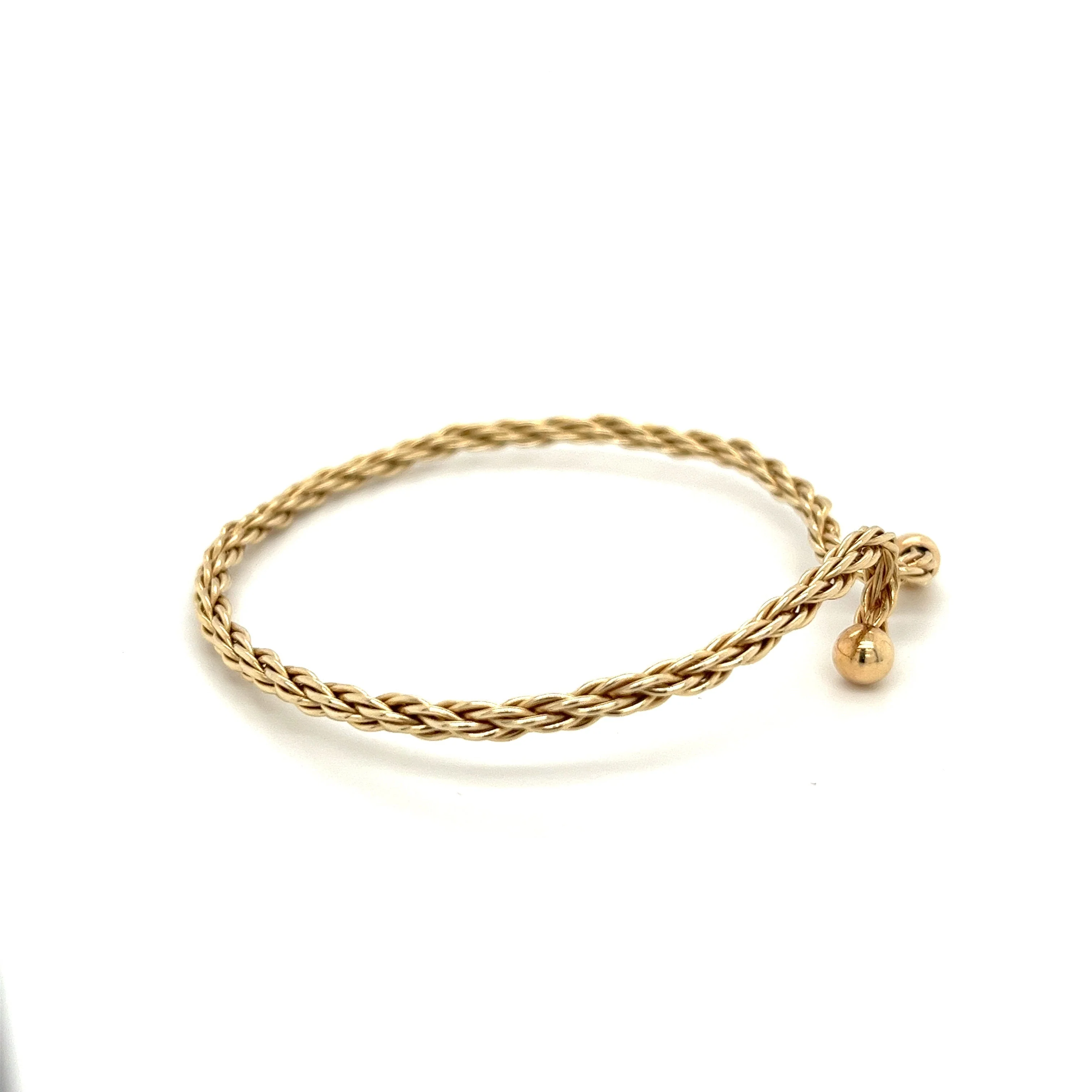 Interlocking Rope Chain Bangle Bracelet in 14k Yellow Gold - Image 3