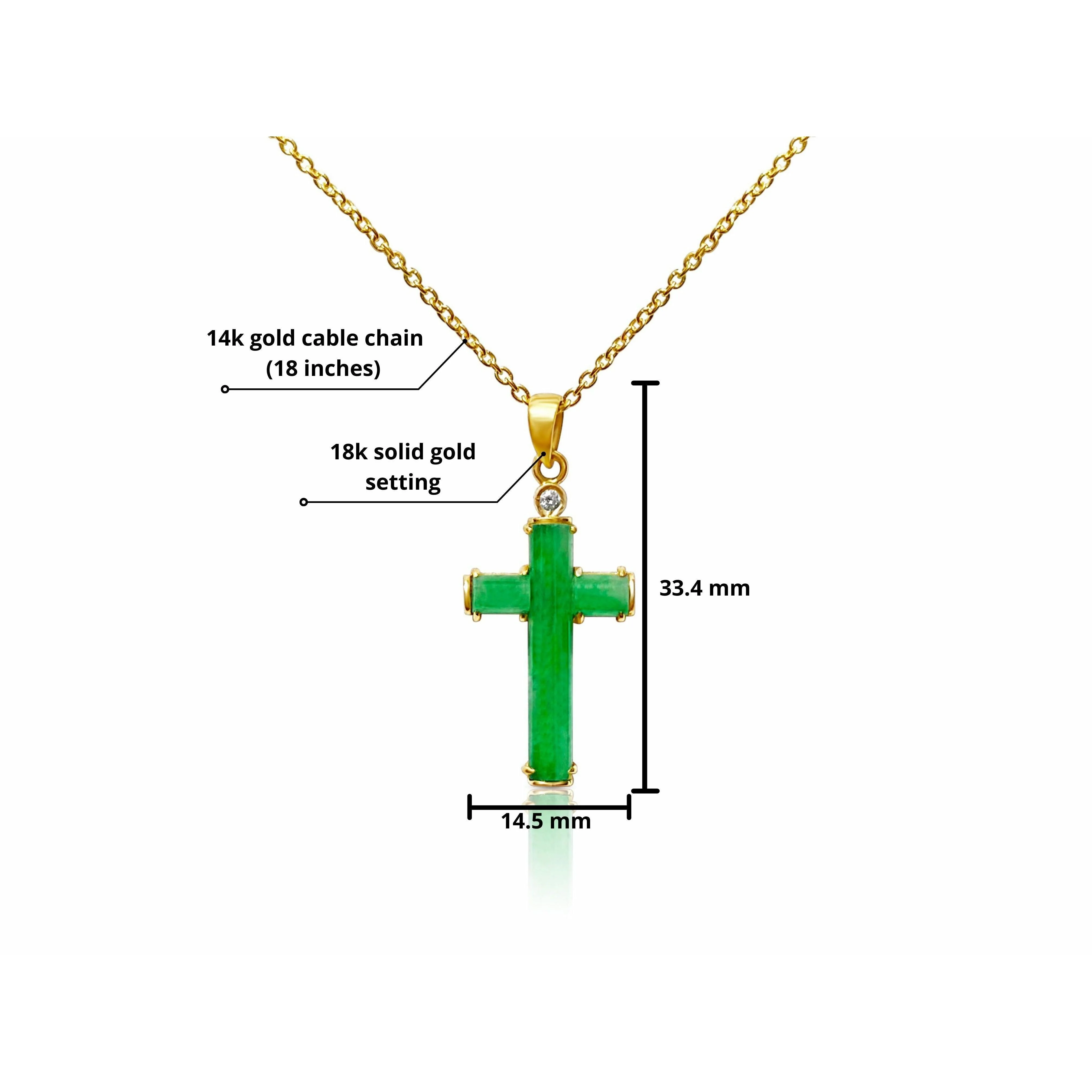 Jade Cross Pendant in 18k Solid Gold - Image 3