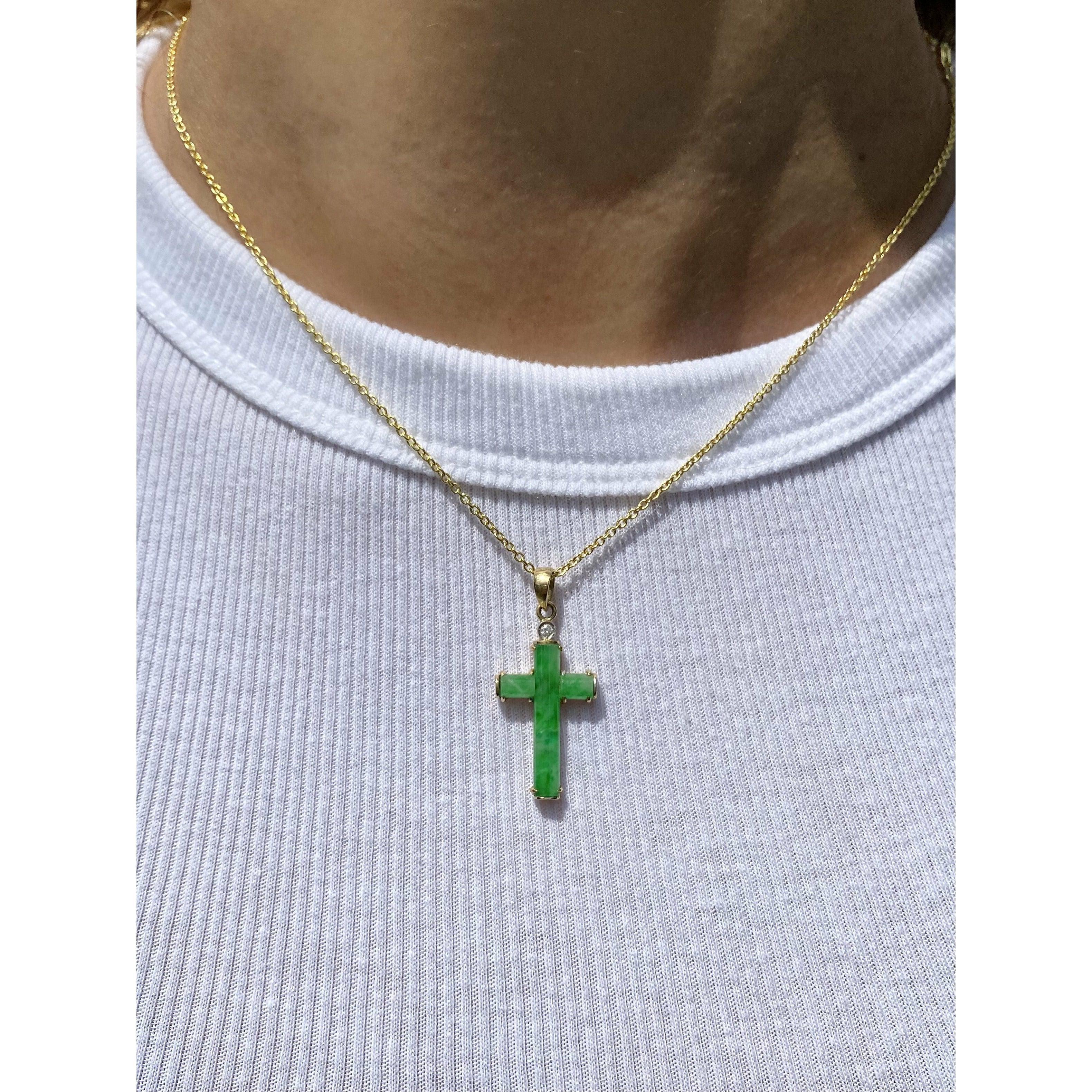Jade Cross Pendant in 18k Solid Gold - Image 4