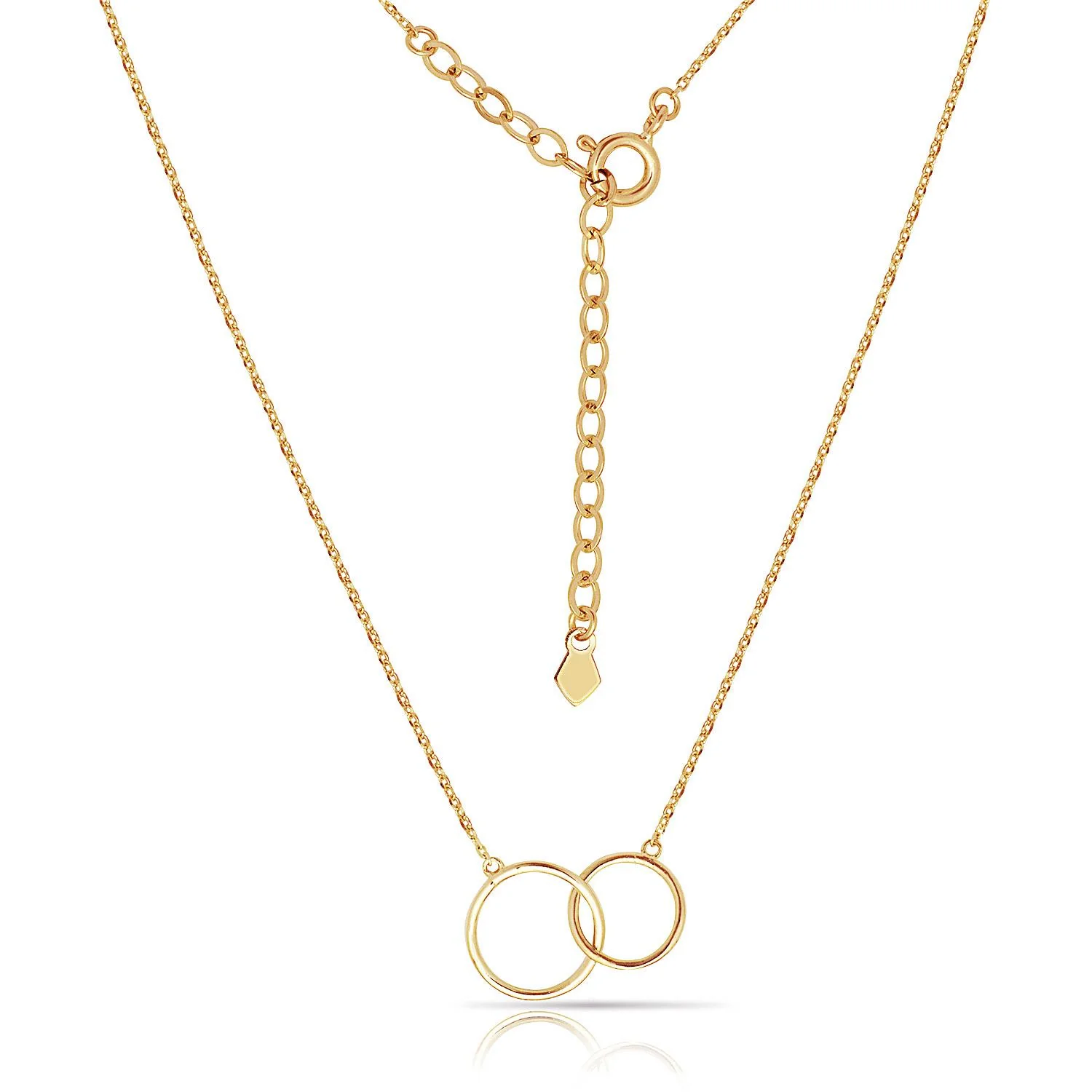 Locking Double Circle 14K Solid Gold Chain Necklace - Image 5