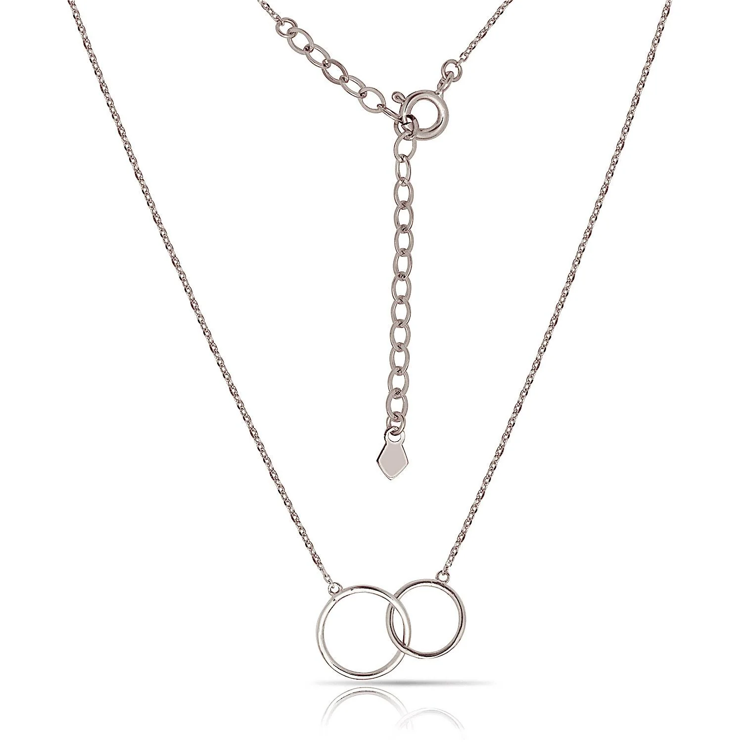 Locking Double Circle 14K Solid Gold Chain Necklace - Image 6
