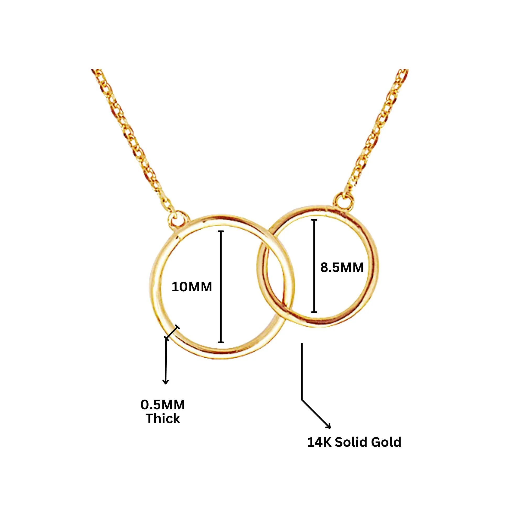 Locking Double Circle 14K Solid Gold Chain Necklace - Image 7