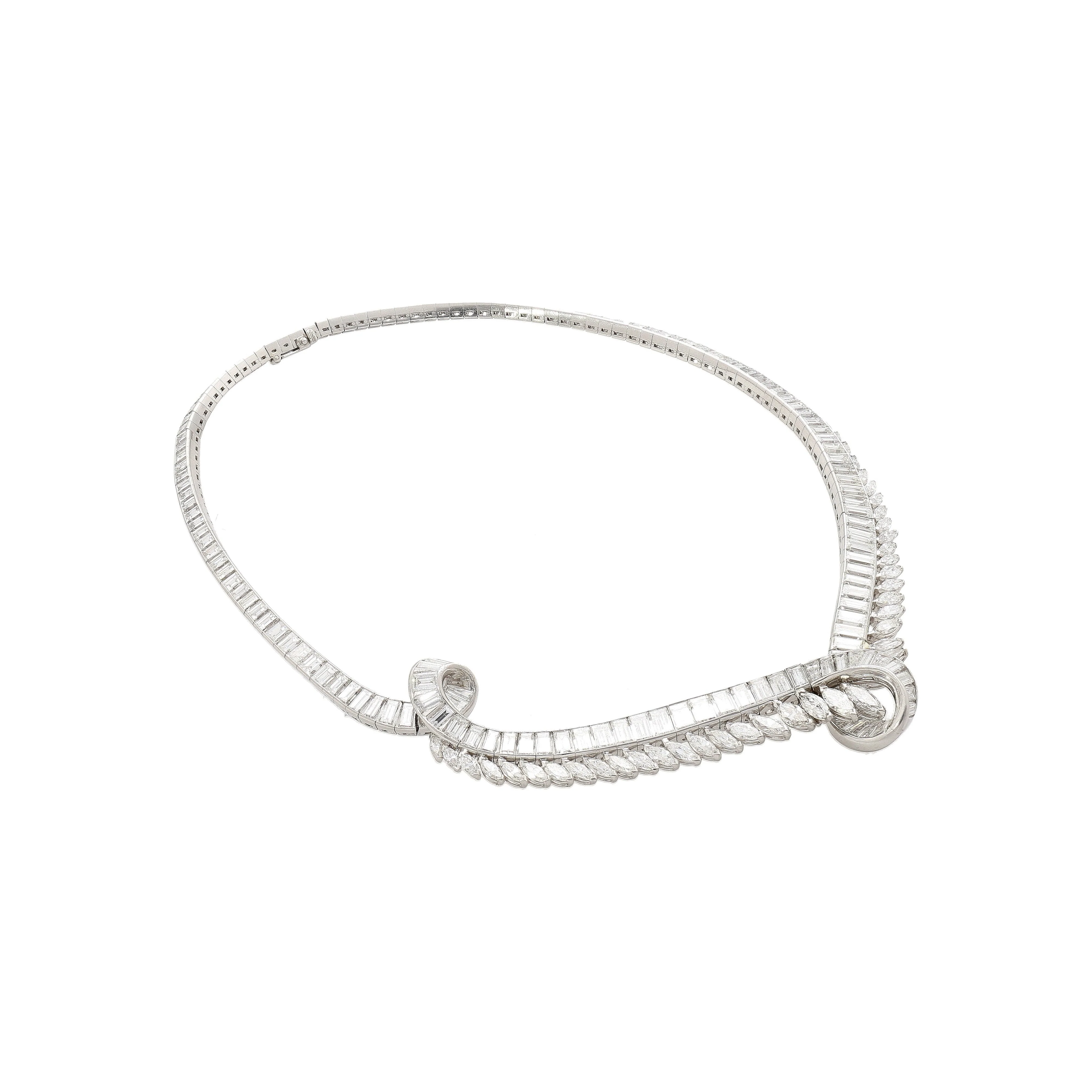 40 Carat Marquise And Baguette Cut Diamond Chandelier Platinum Choker Necklace - Image 6