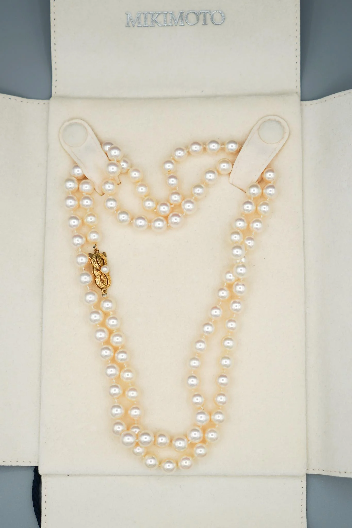 Mikimoto Signed 33-Inch Akoya Pearl 18k Gold Bead Necklace - Image 4