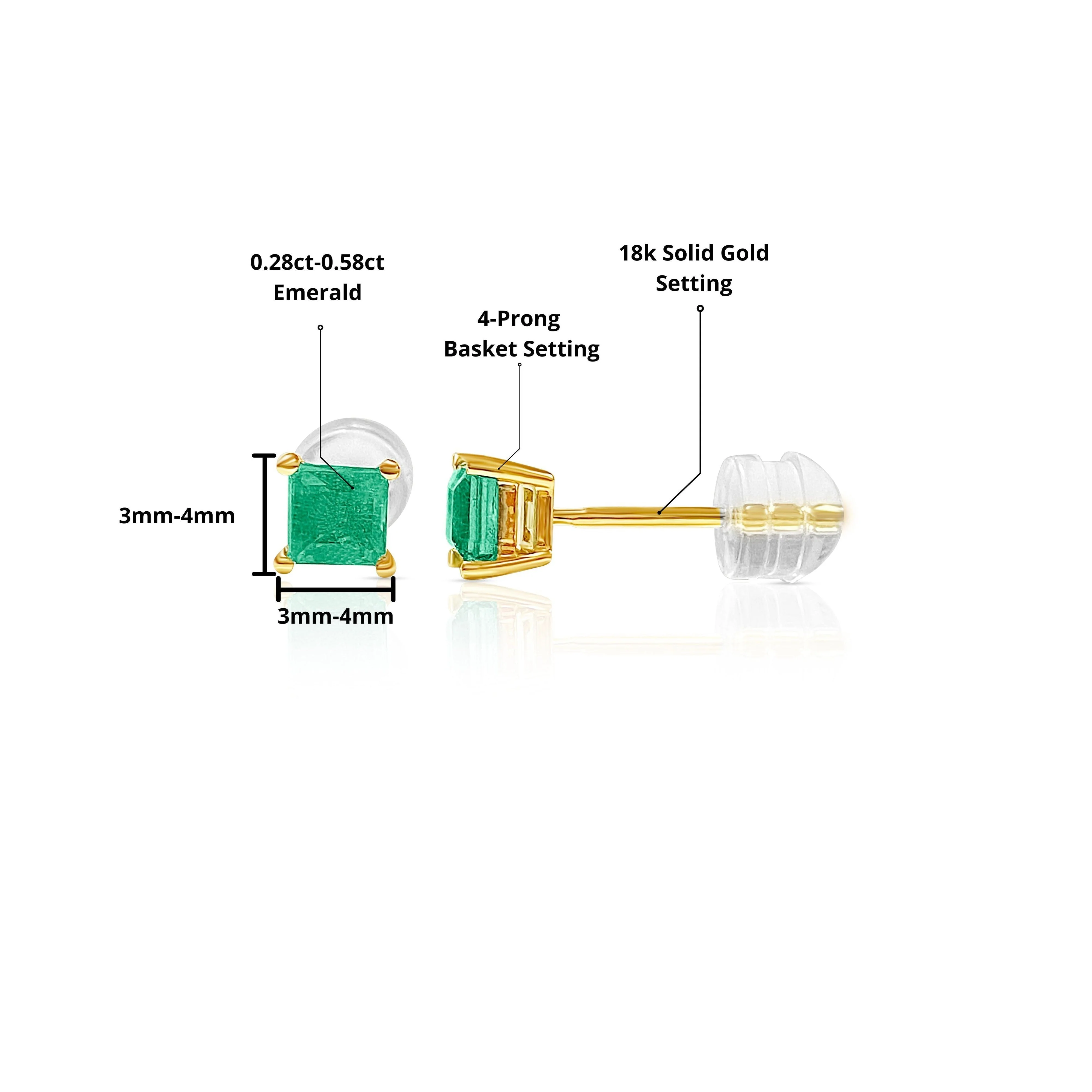 Mixed Cut Emerald Stud Earrings in Solid Gold - Image 11