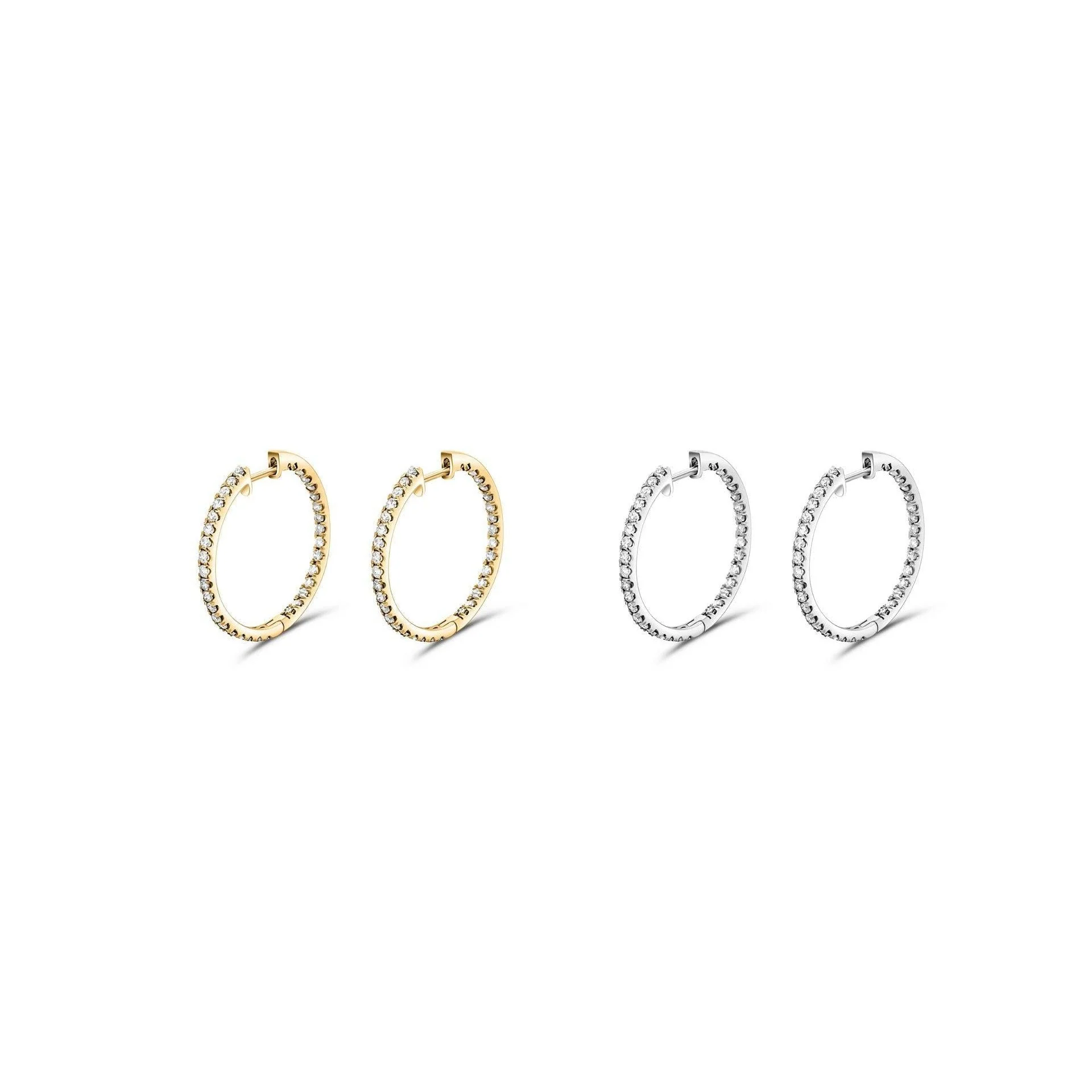 Natural 1.2 Carat Diamond Inside-Out Hoop Earrings 14K Gold - Image 4