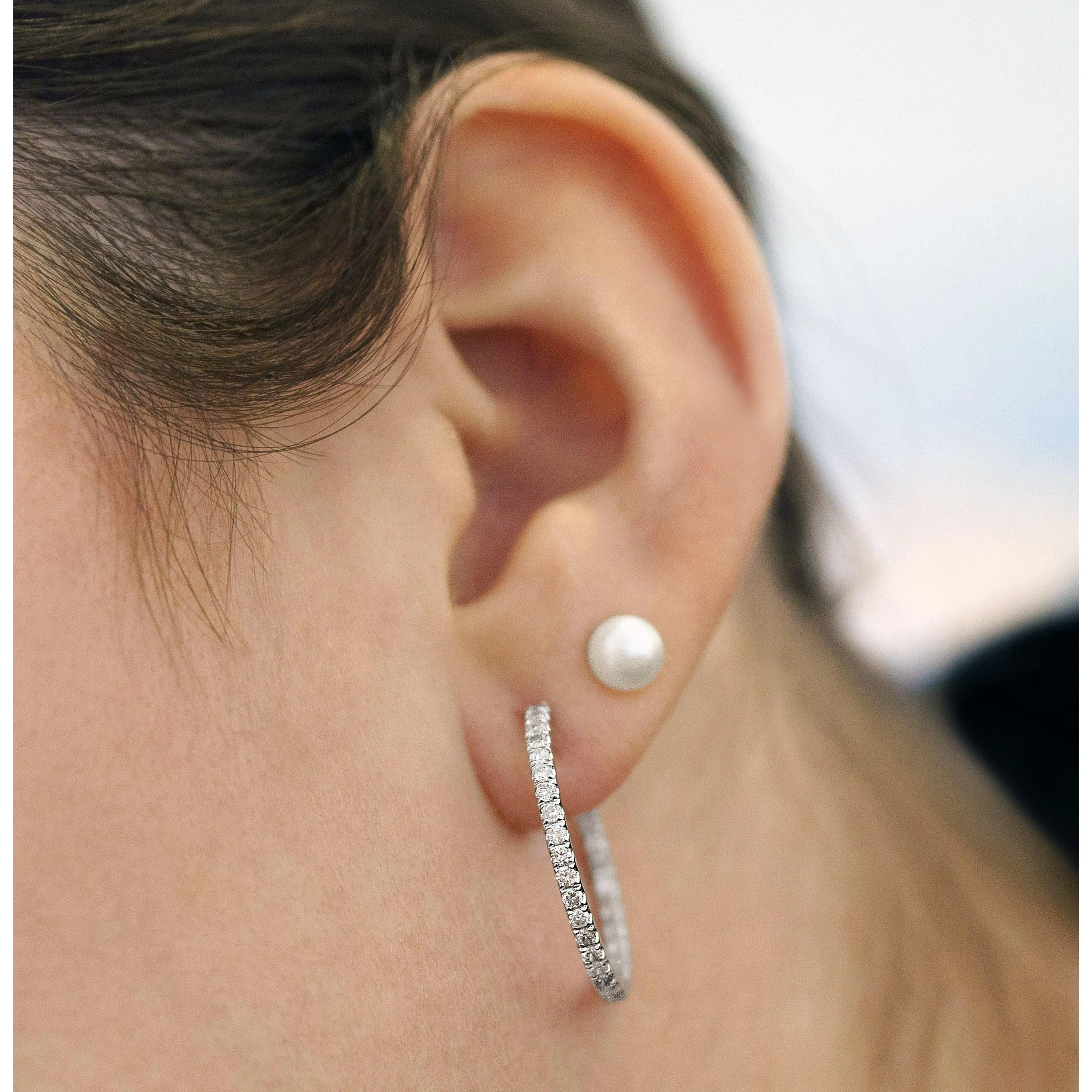 Natural 1.2 Carat Diamond Inside-Out Hoop Earrings 14K Gold - Image 6