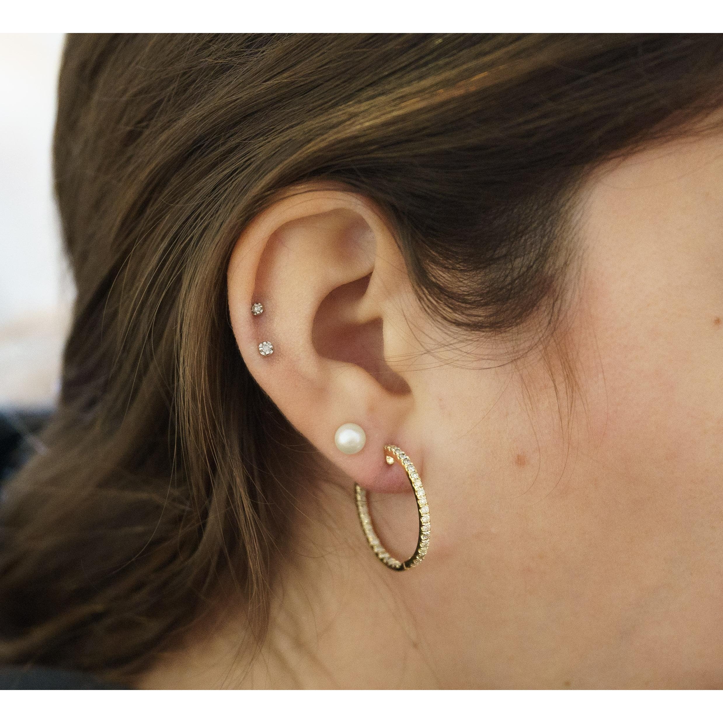 Natural 1.2 Carat Diamond Inside-Out Hoop Earrings 14K Gold - Image 7