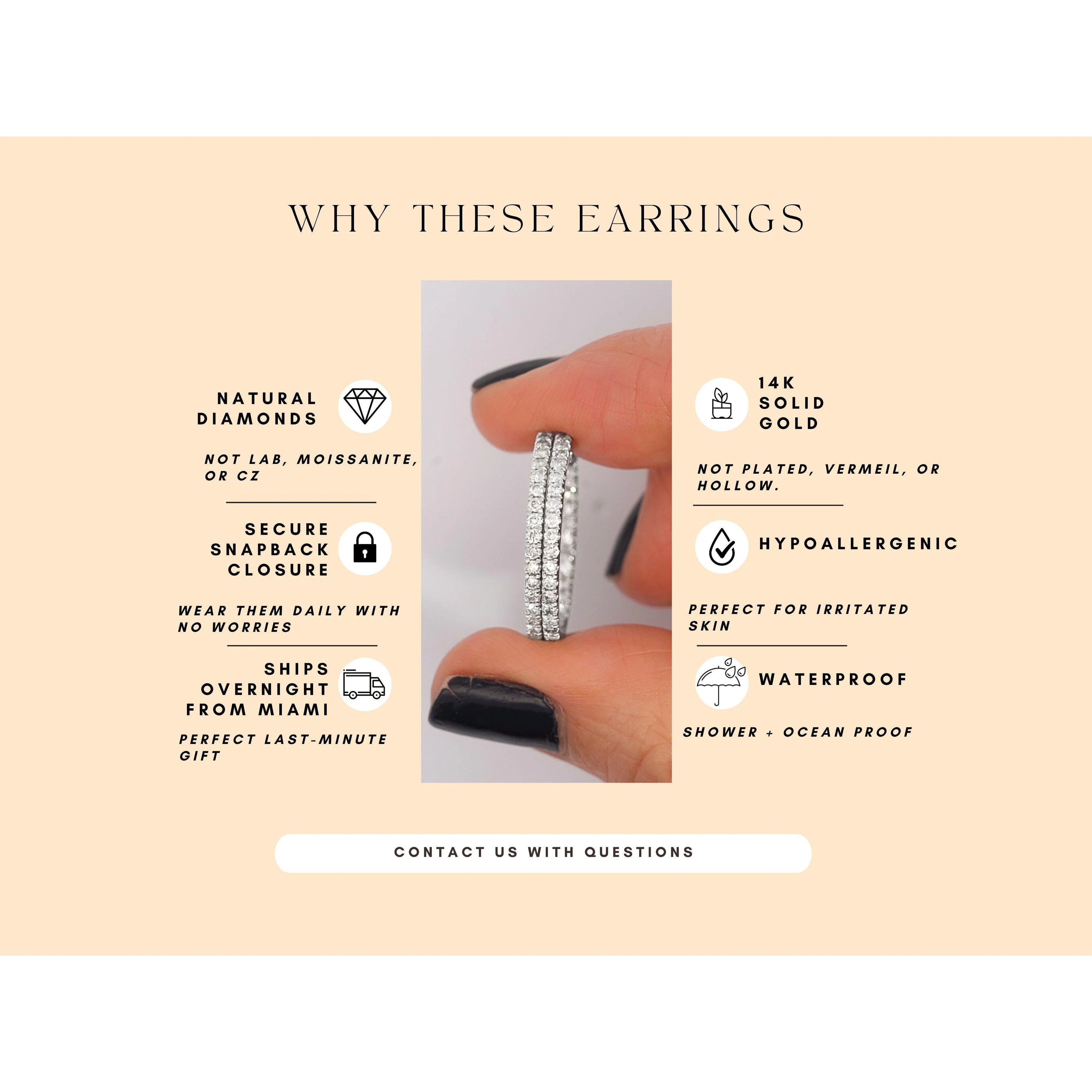 Natural 1.2 Carat Diamond Inside-Out Hoop Earrings 14K Gold - Image 9