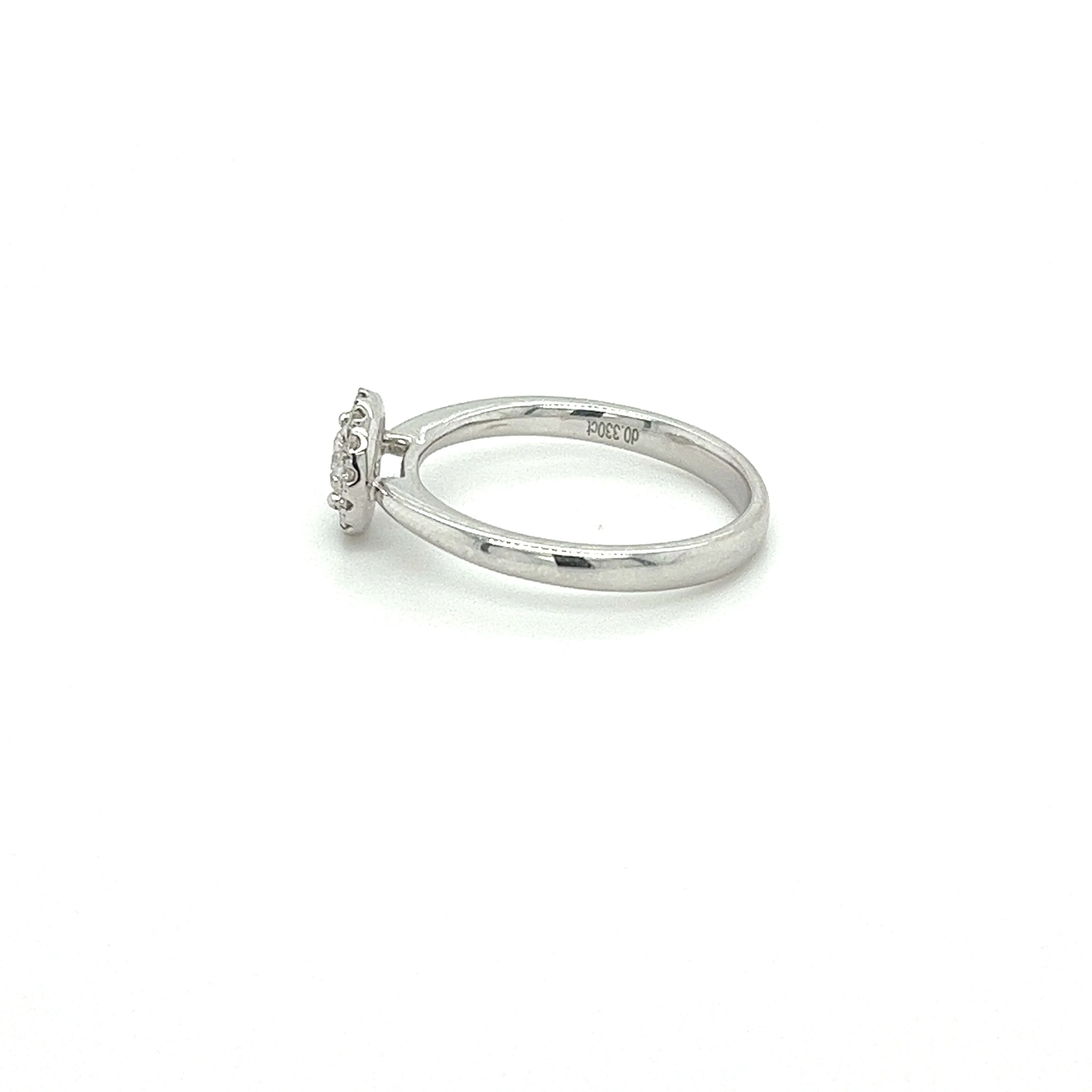 Natural 0.22 Carat Round Cut Diamond Ring in 14K White Gold & Diamond Halo - Image 3