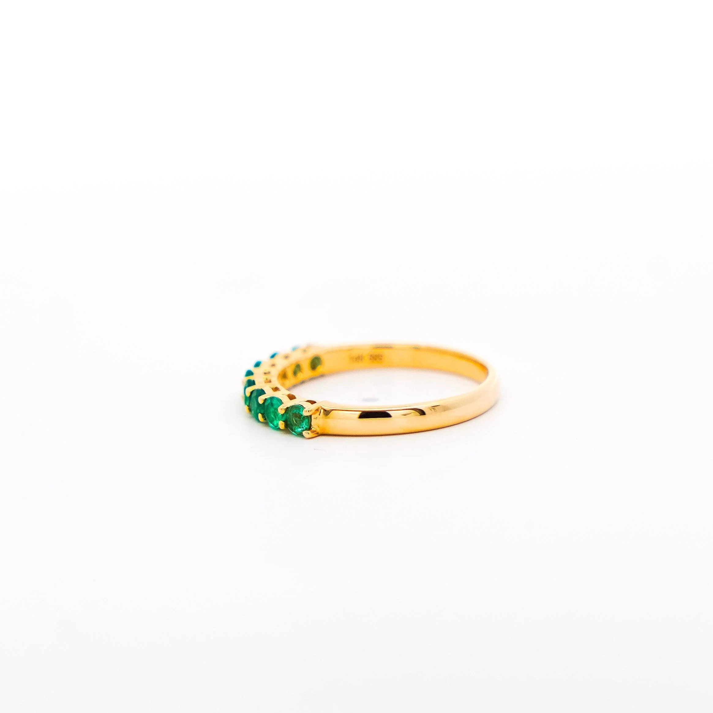 Natural 1/2 Carat Emerald Wedding Band Ring in 14K Gold - Image 12