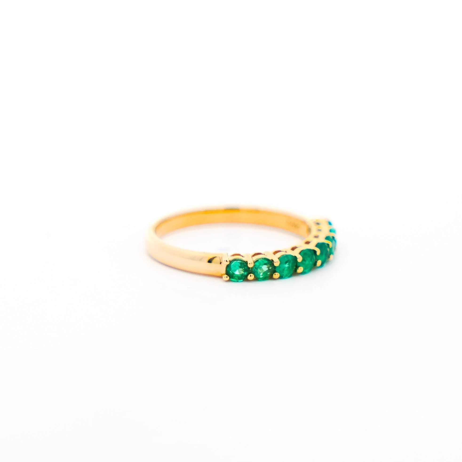 Natural 1/2 Carat Emerald Wedding Band Ring in 14K Gold - Image 3
