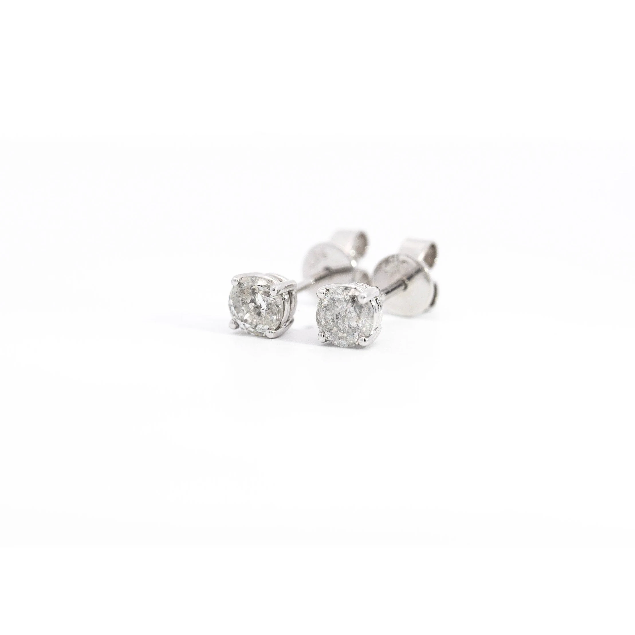 1/2 Carat Natural Diamond 4-Prong Basket Stud Earrings In 14K White Gold - Image 7