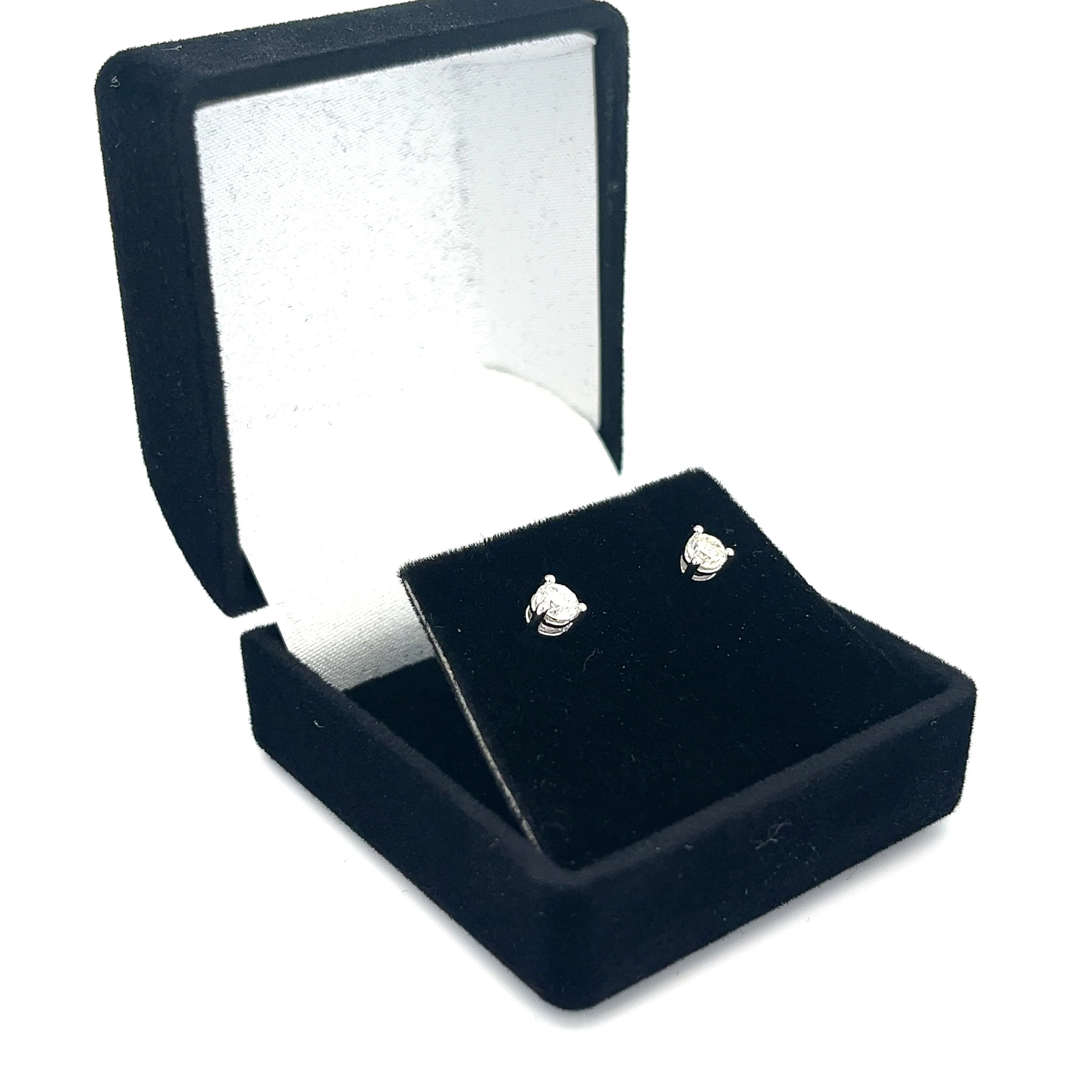 1/2 Carat Natural Diamond 4-Prong Basket Stud Earrings In 14K White Gold - Image 9