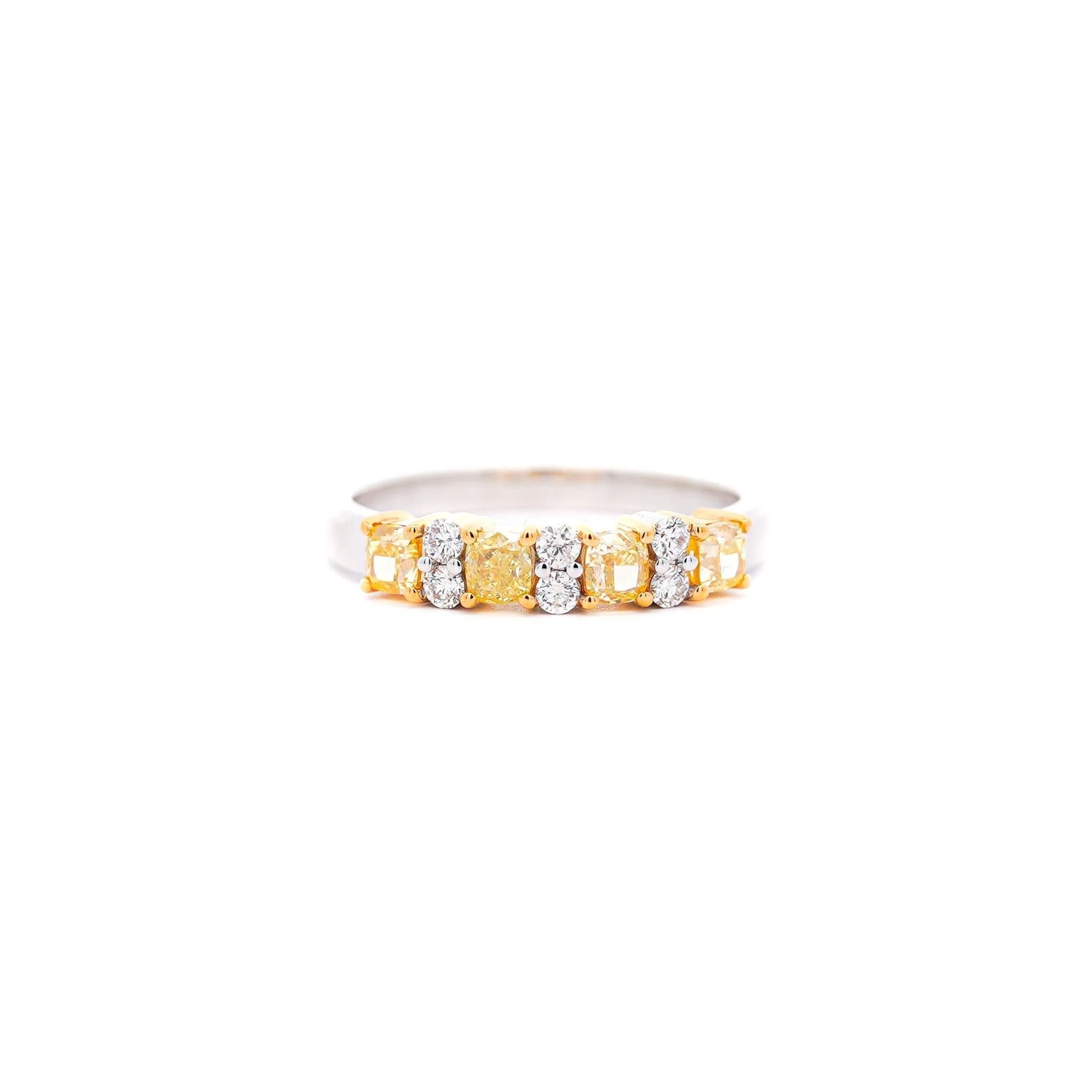 1 Carat TW Natural Cushion Fancy Yellow Diamond 5-Stone Band - Image 3