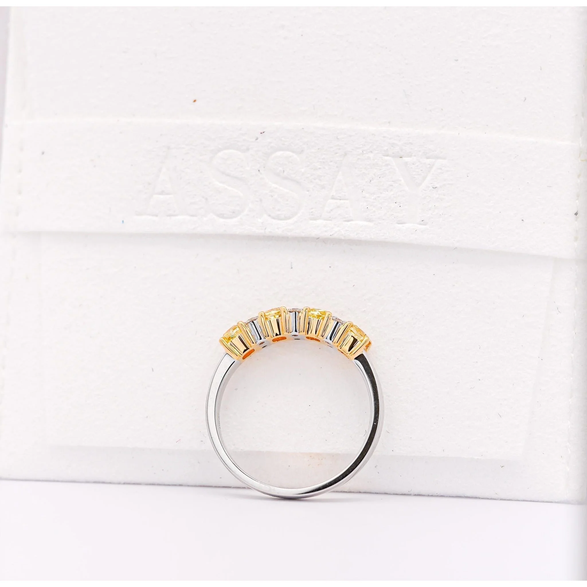 1 Carat TW Natural Cushion Fancy Yellow Diamond 5-Stone Band - Image 8