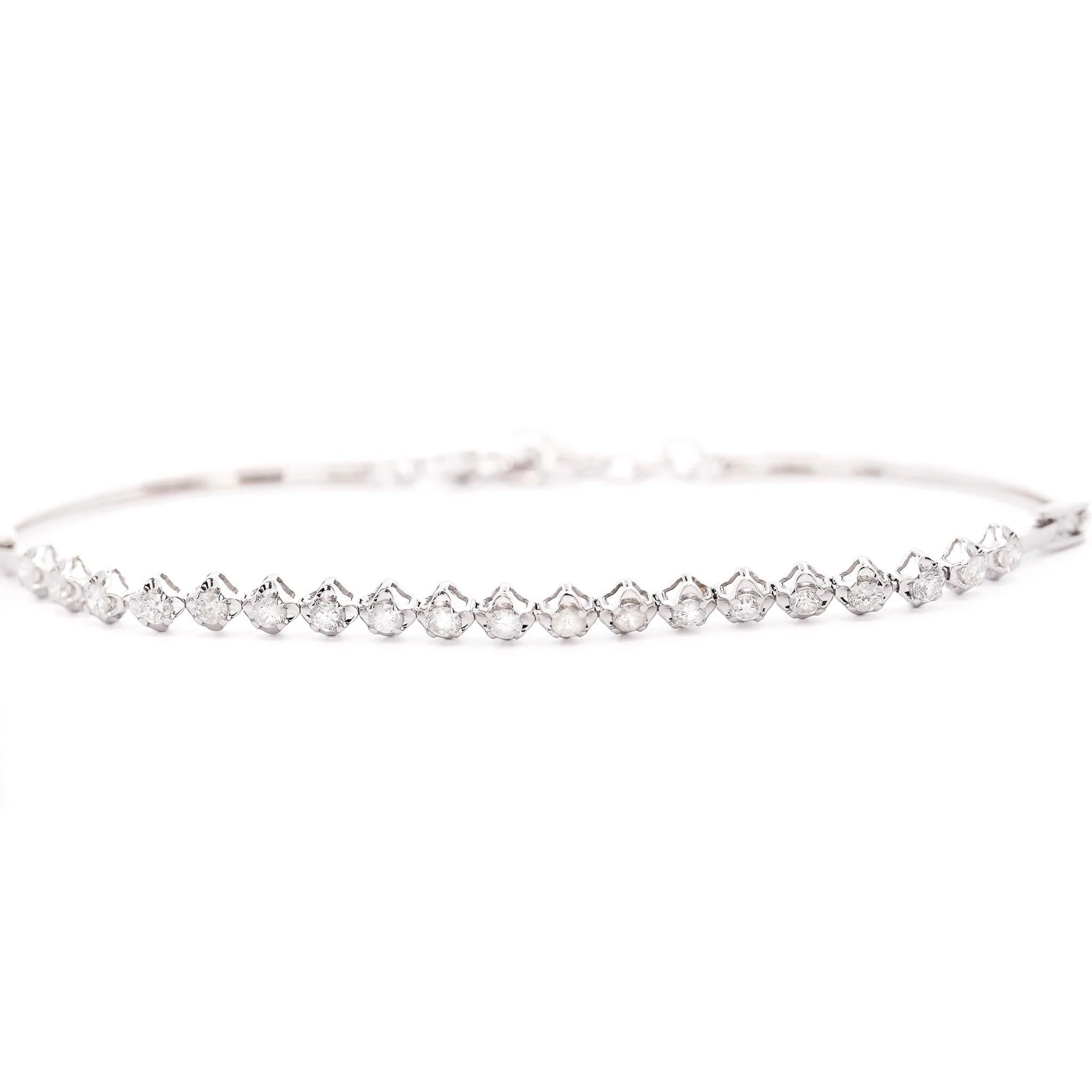 Natural 1 Carat Round Diamond Half Tennis Half Bangle Bracelet - Image 4