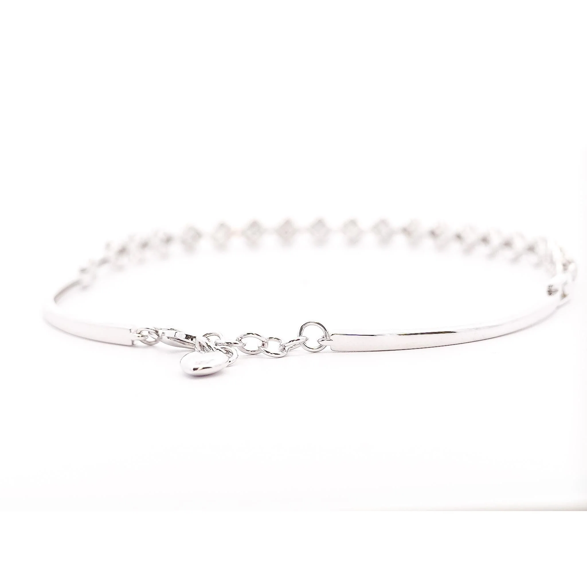 Natural 1 Carat Round Diamond Half Tennis Half Bangle Bracelet - Image 8