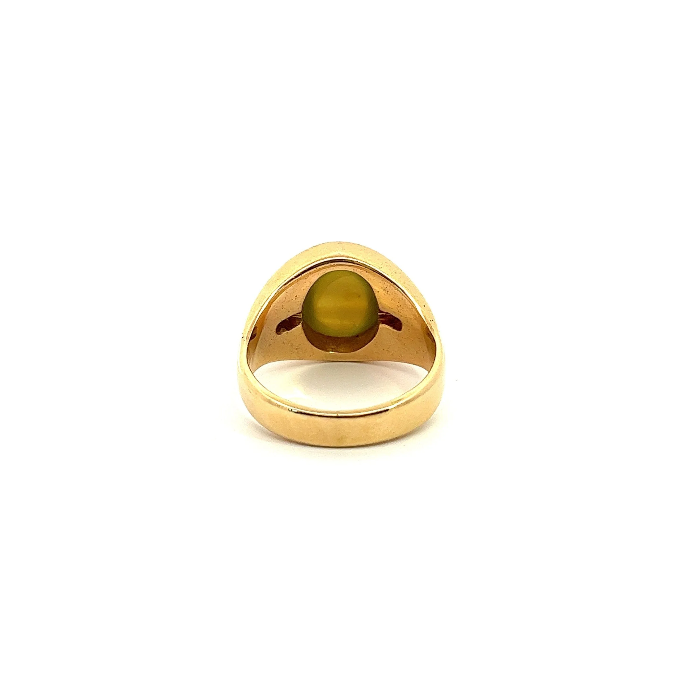 12 Carat Chrysoberyl Cats Eye Mens Ring With Baguette Diamond Sides in 18K Gold - Image 8