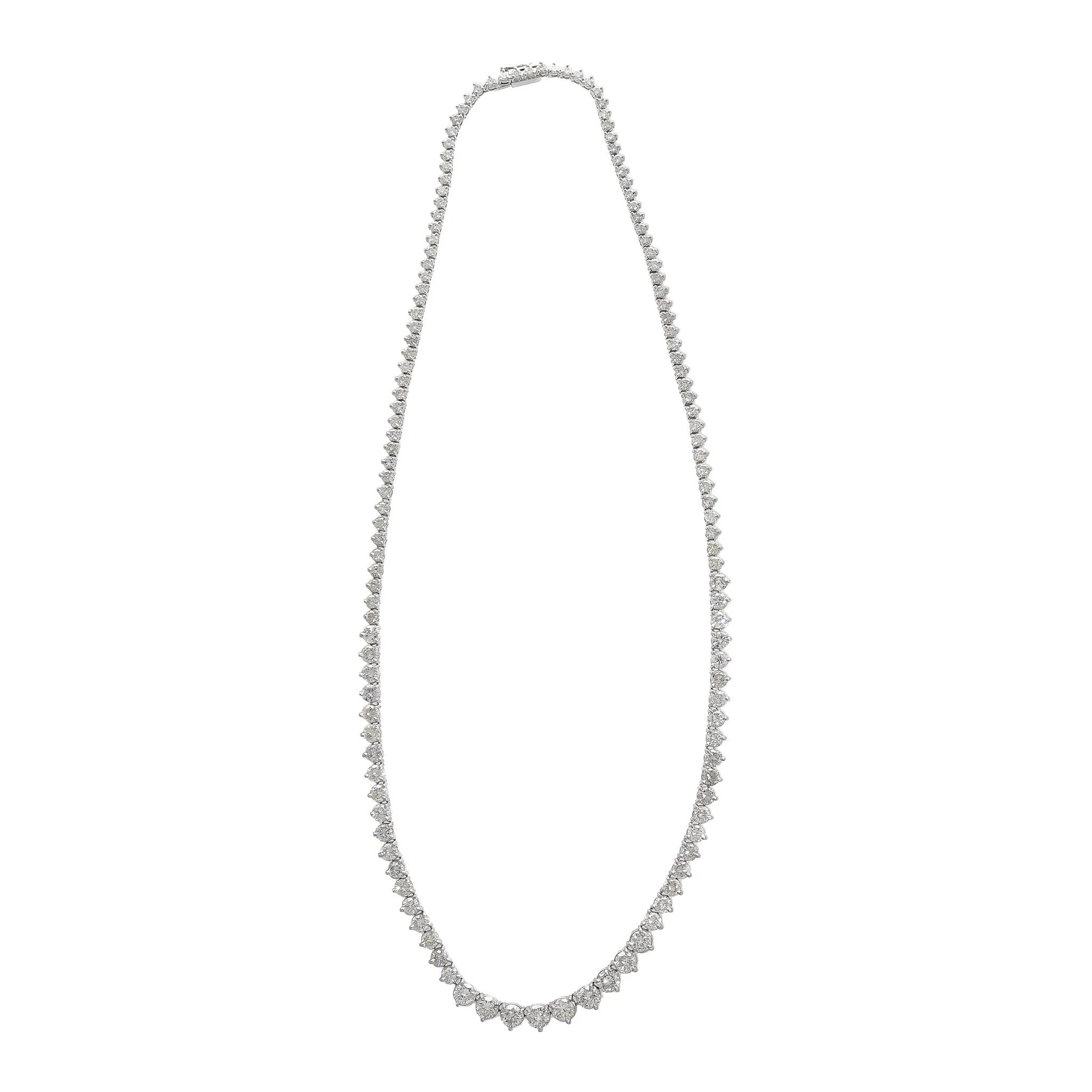 Natural 15.50 CTTW Graduated Diamond Riviera Tennis Necklace 18" in Platinum - Image 11