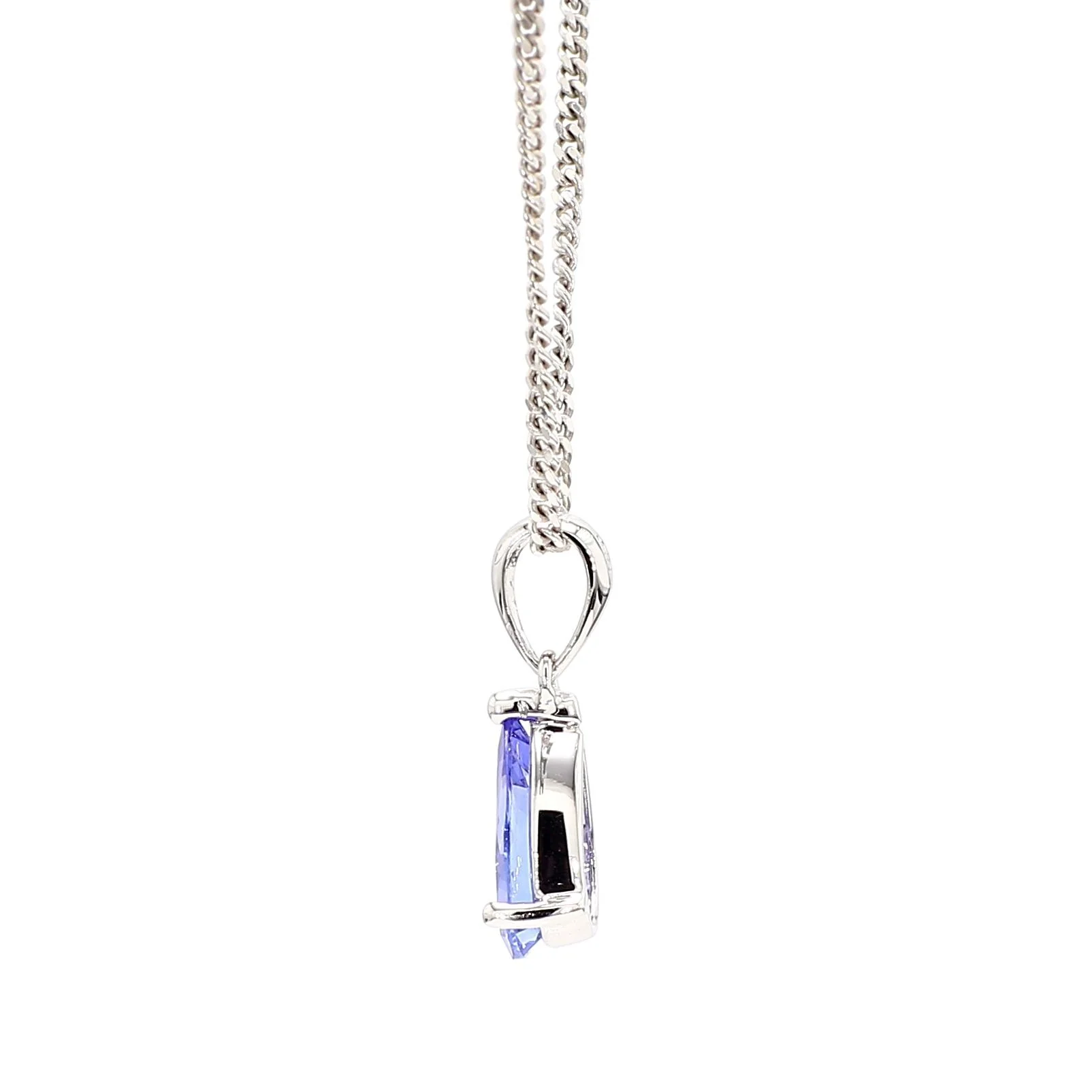 Natural 2 Carat Pear Cut Tanzanite in 18K White Gold Teardrop Pendant Necklace - Image 5