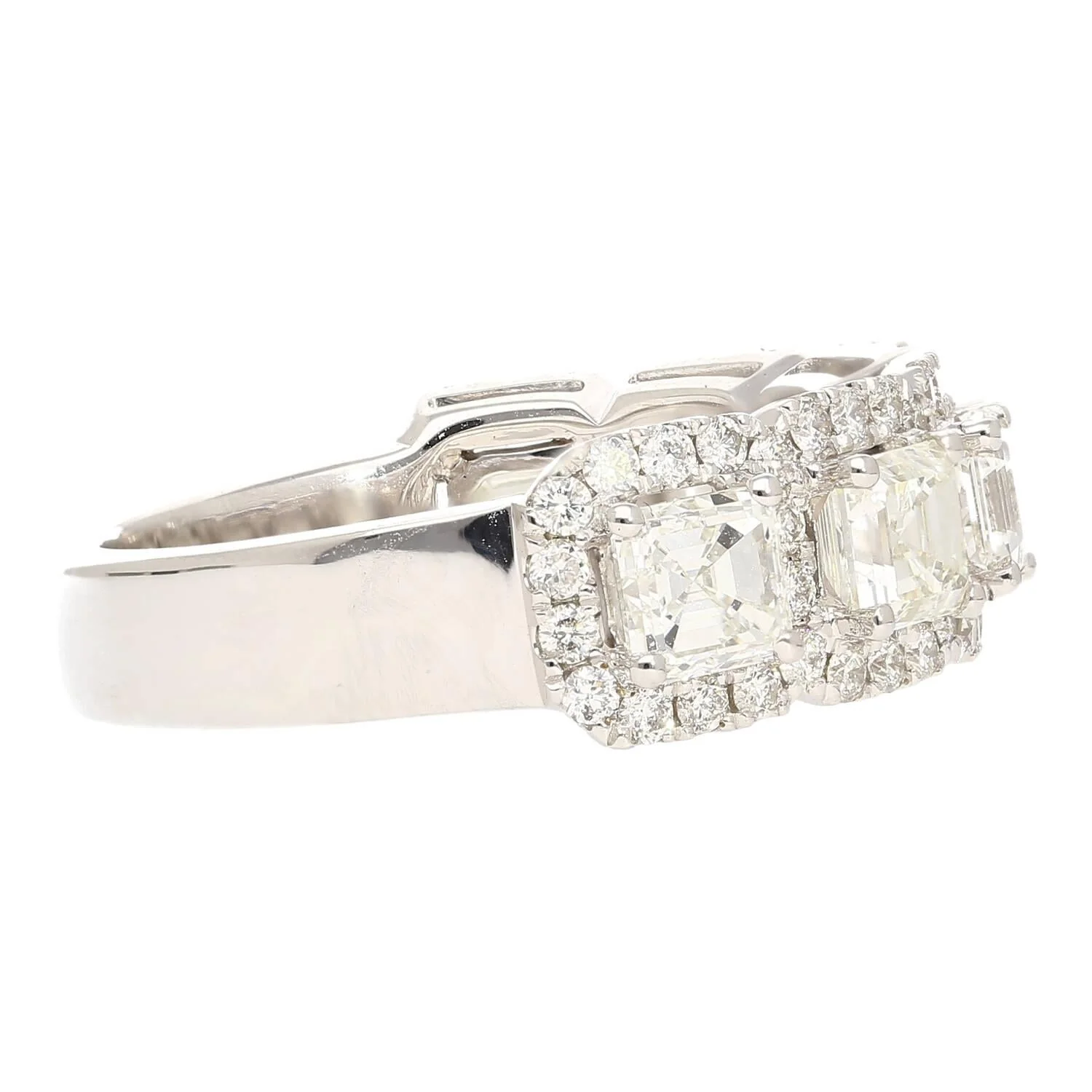 Natural 2.75 CTTW Asscher Cut Diamond Crown Engagement Ring in 18K White Gold - Image 2
