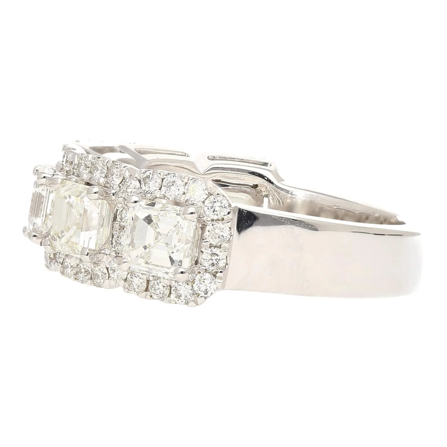 Natural 2.75 CTTW Asscher Cut Diamond Crown Engagement Ring in 18K White Gold - Image 4