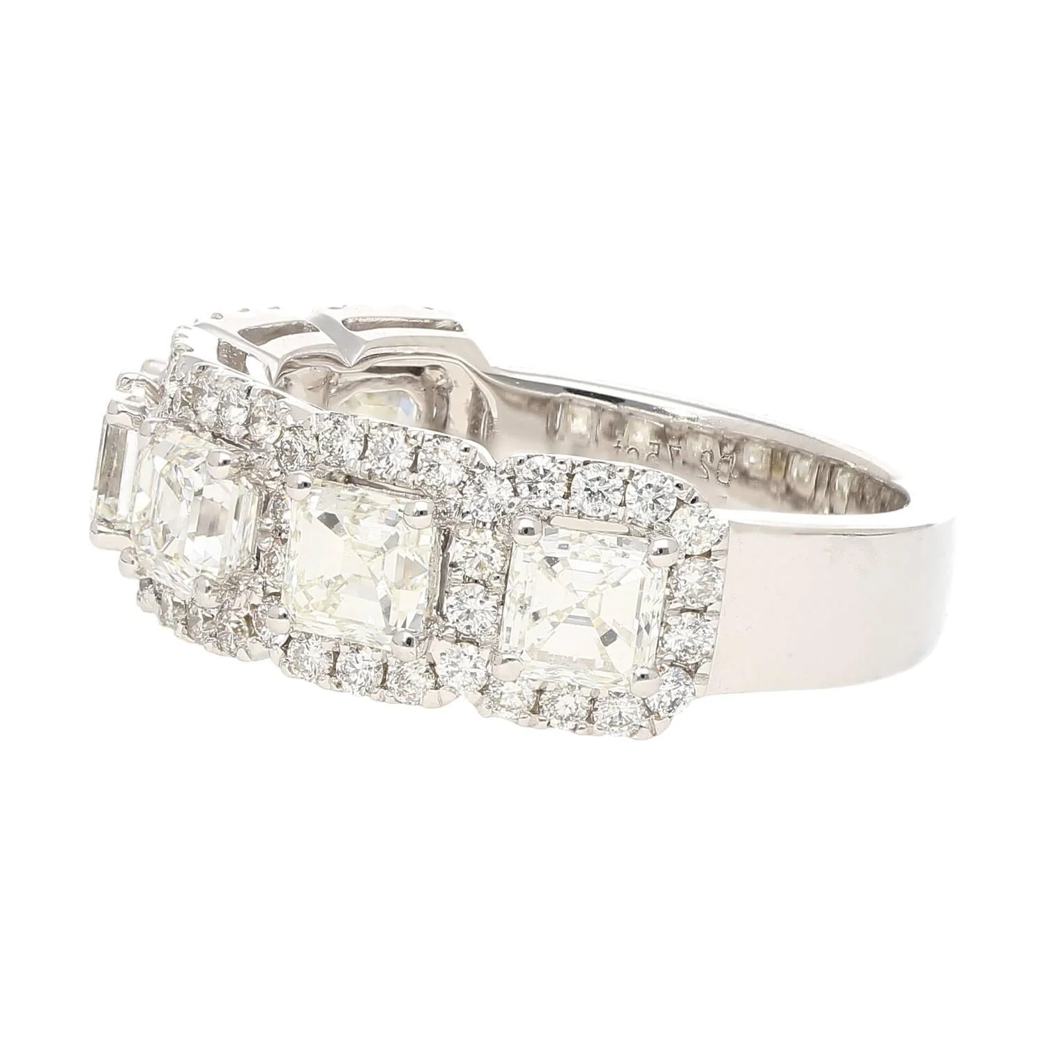 Natural 2.75 CTTW Asscher Cut Diamond Crown Engagement Ring in 18K White Gold - Image 5