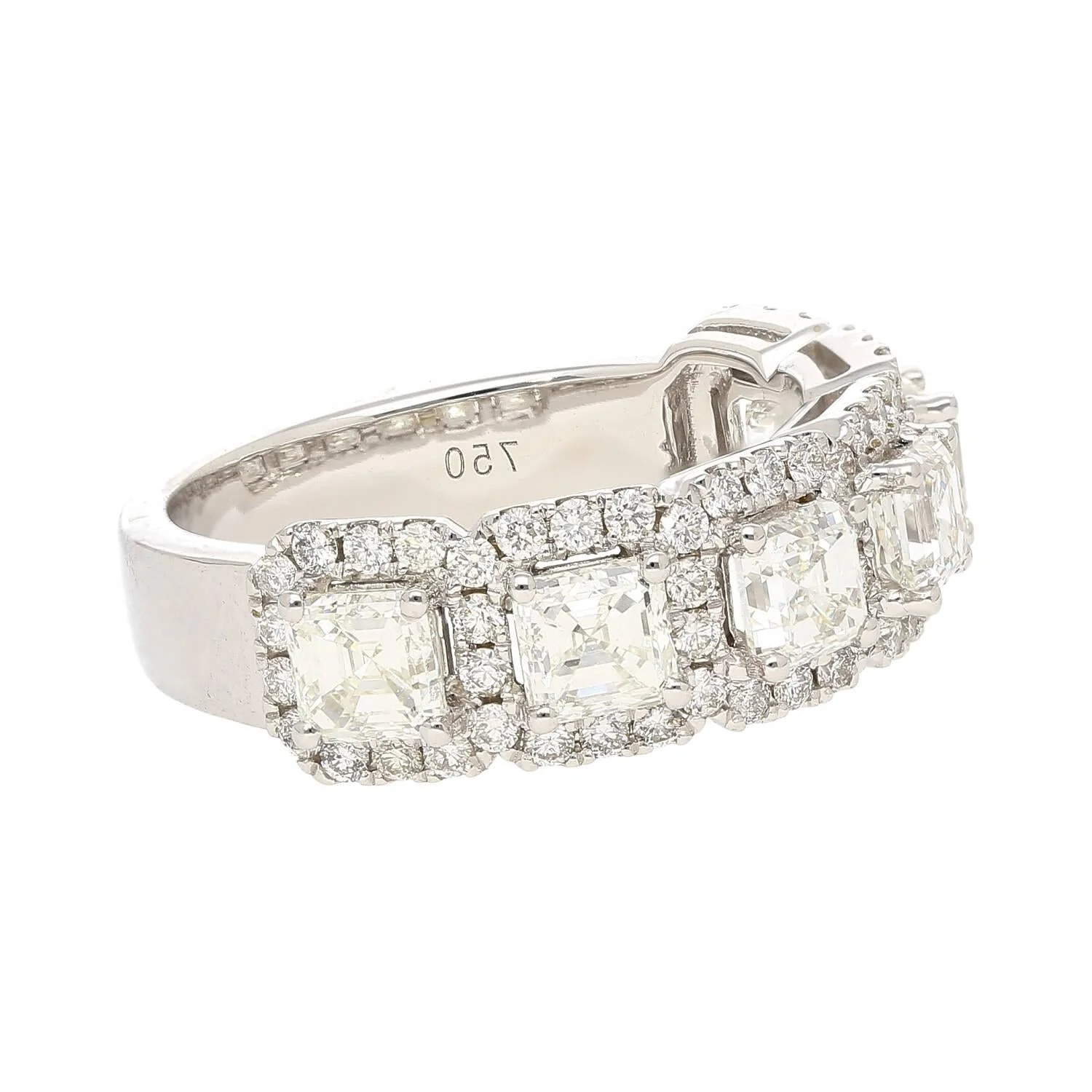 Natural 2.75 CTTW Asscher Cut Diamond Crown Engagement Ring in 18K White Gold - Image 7