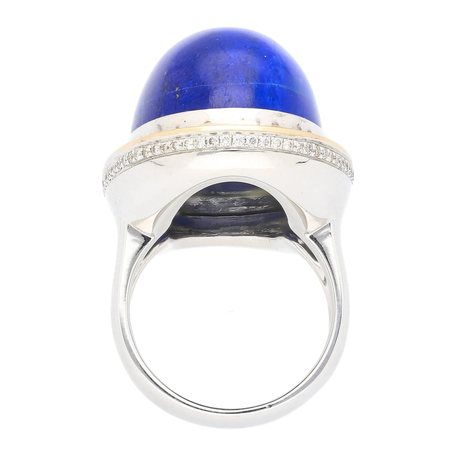 Natural 47.01 Carat Blue Lapis Lazuli in 18K Rose & White Gold Oval Bezel Ring - Image 6