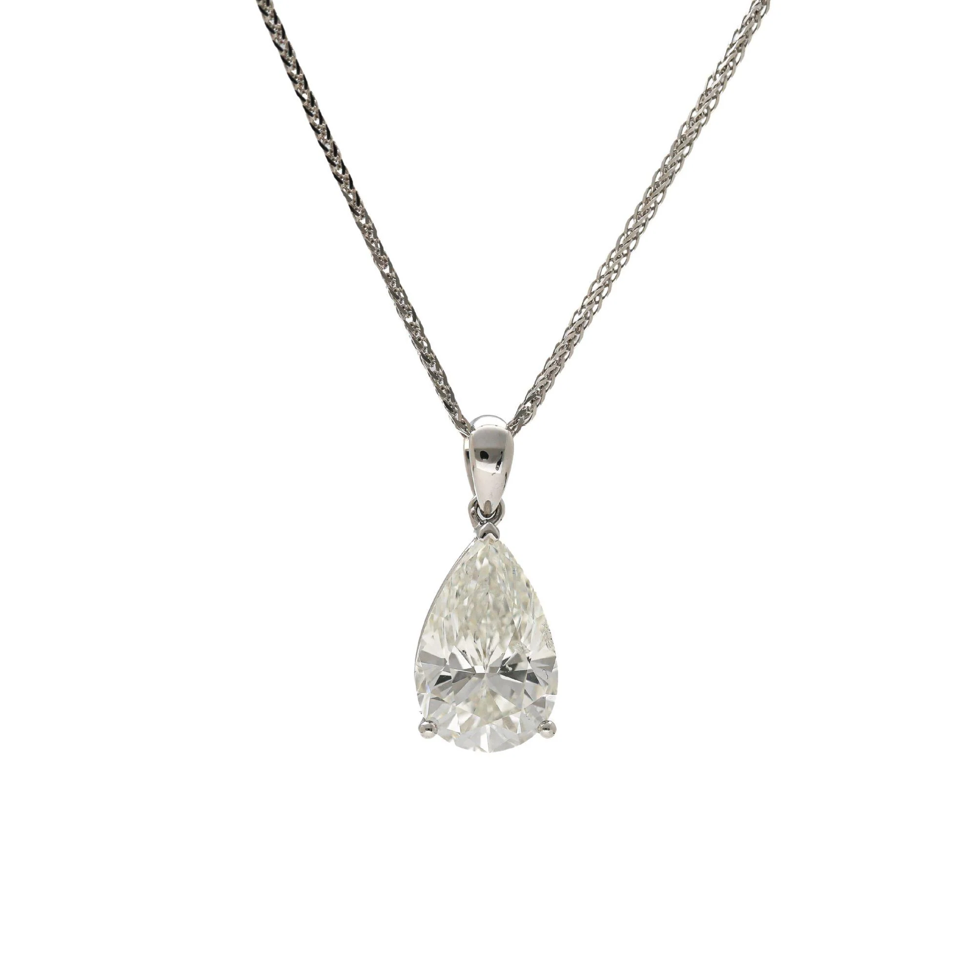 Natural 5.02 Carat Pear Cut Diamond G/SI2 Solitaire Pendant Necklace - Image 11