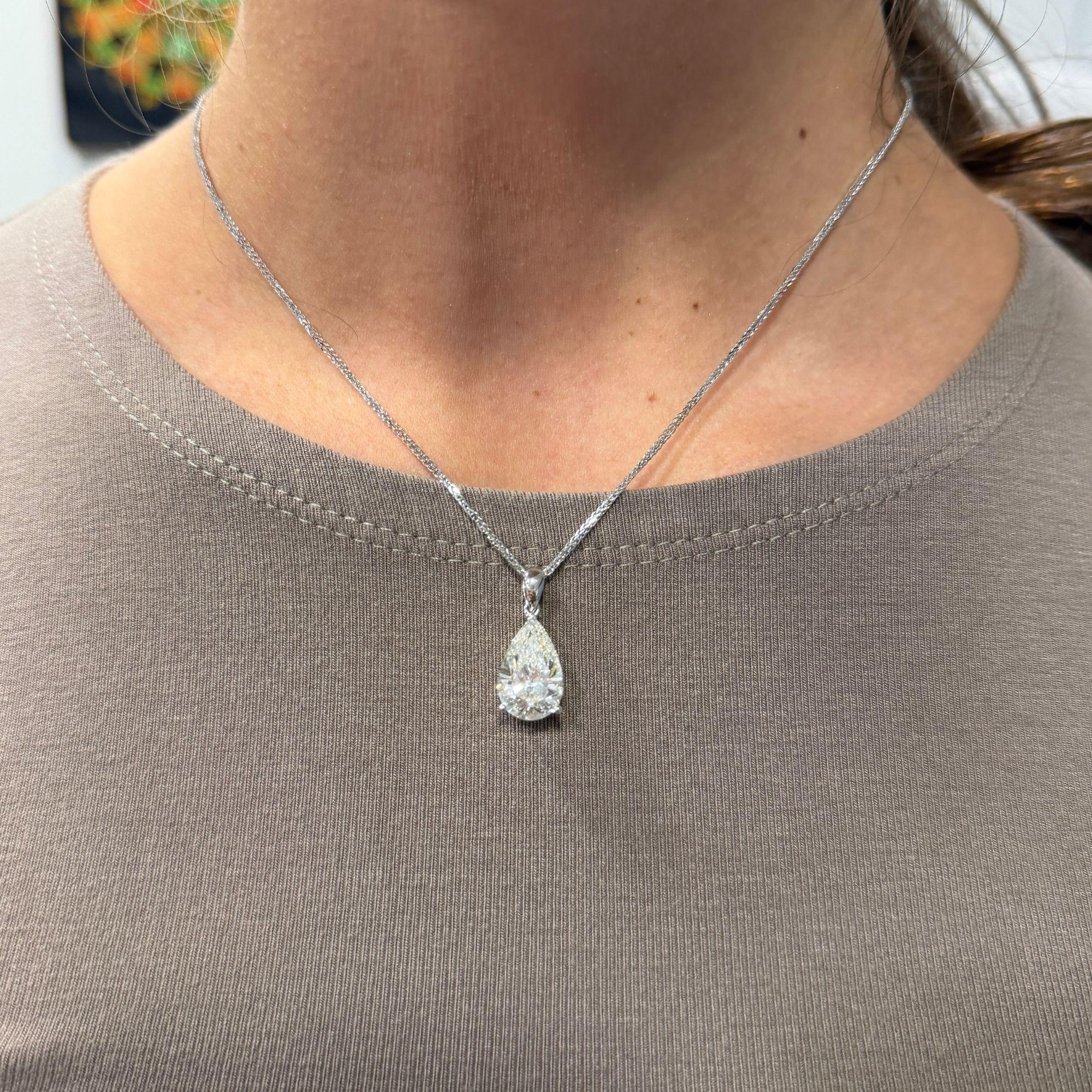 Natural 5.02 Carat Pear Cut Diamond G/SI2 Solitaire Pendant Necklace - Image 2