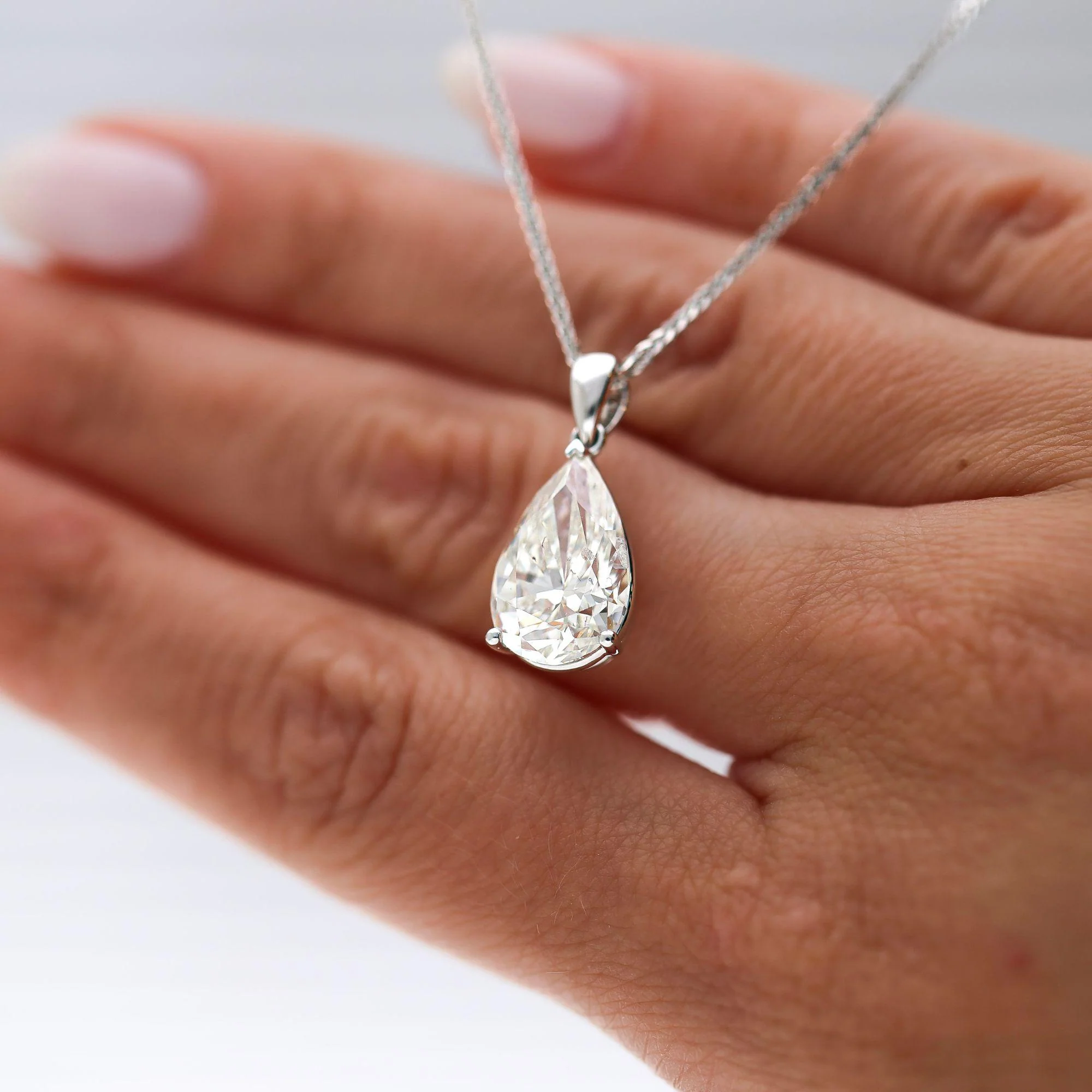 Natural 5.02 Carat Pear Cut Diamond G/SI2 Solitaire Pendant Necklace - Image 3