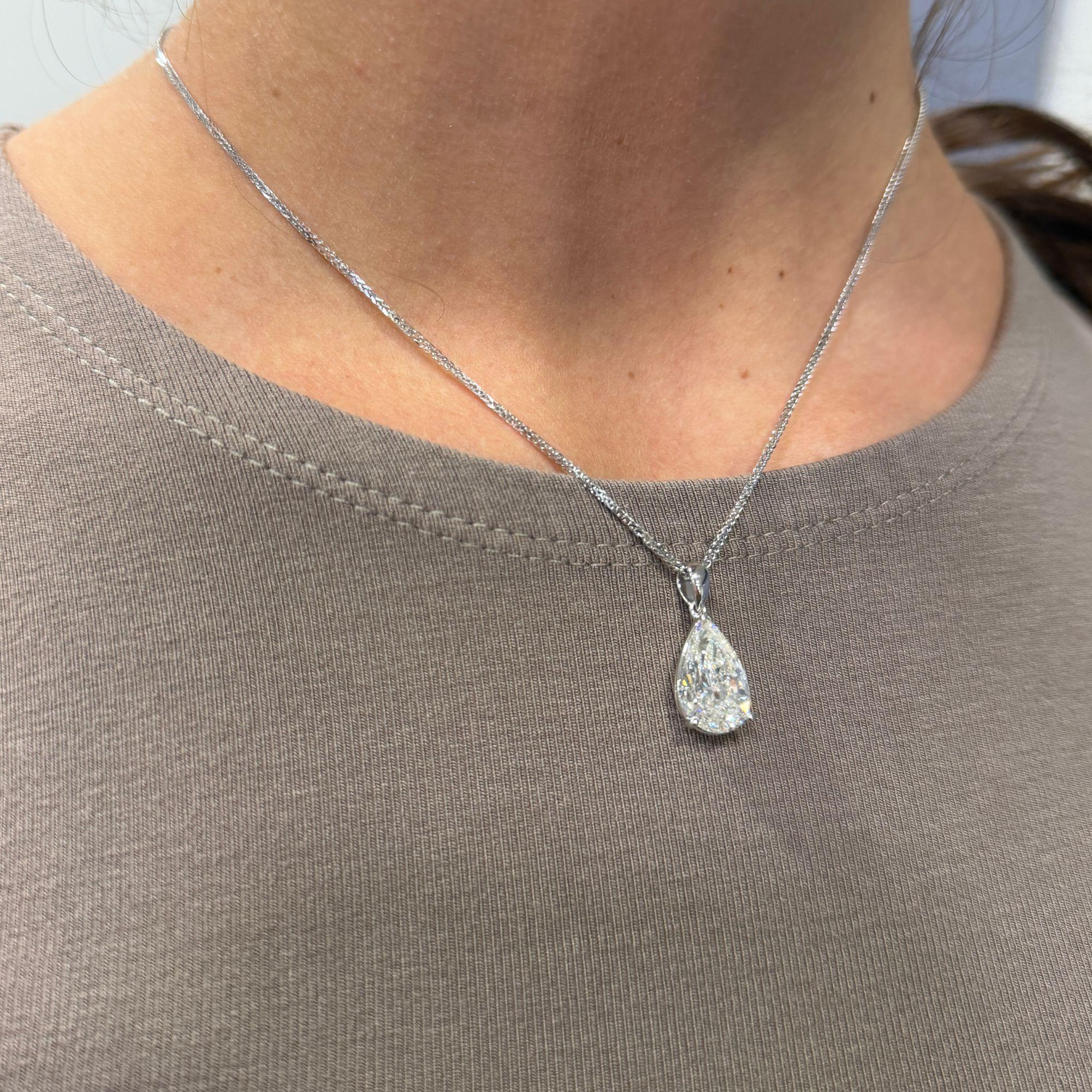 Natural 5.02 Carat Pear Cut Diamond G/SI2 Solitaire Pendant Necklace - Image 5