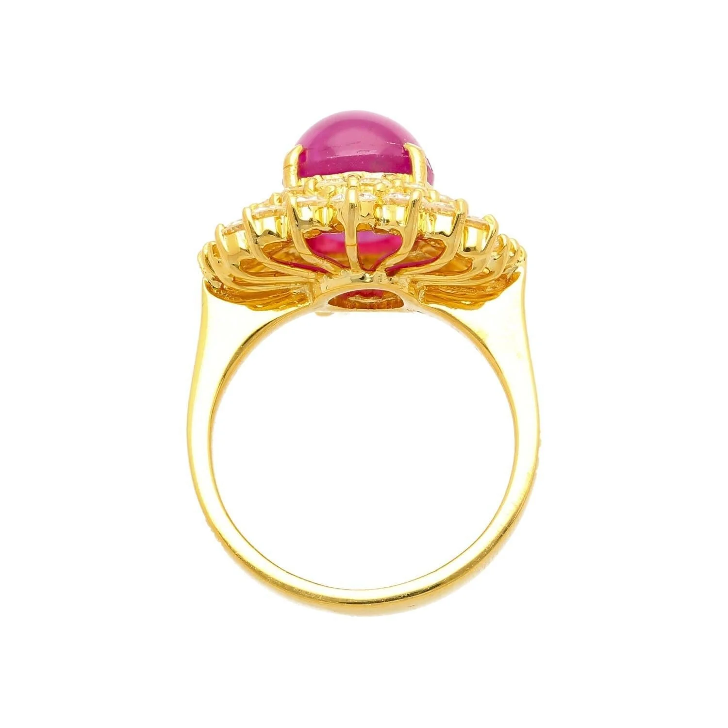 7.23 Carat No Heat Burma Star Ruby & Baguette Diamond Ballerina Ring in 18K Gold - Image 5