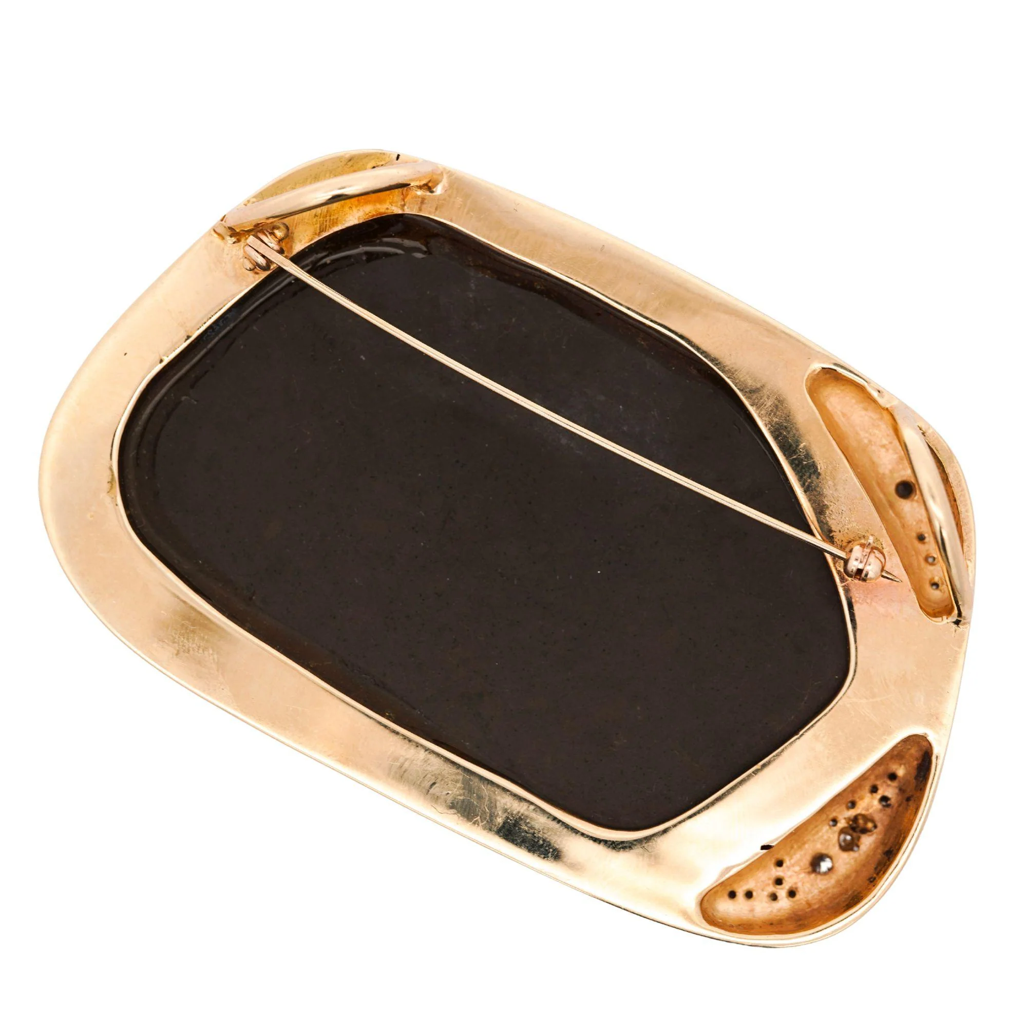 Natural Ammolite and Diamond Pave 14K Gold Brooch Pin - Image 4