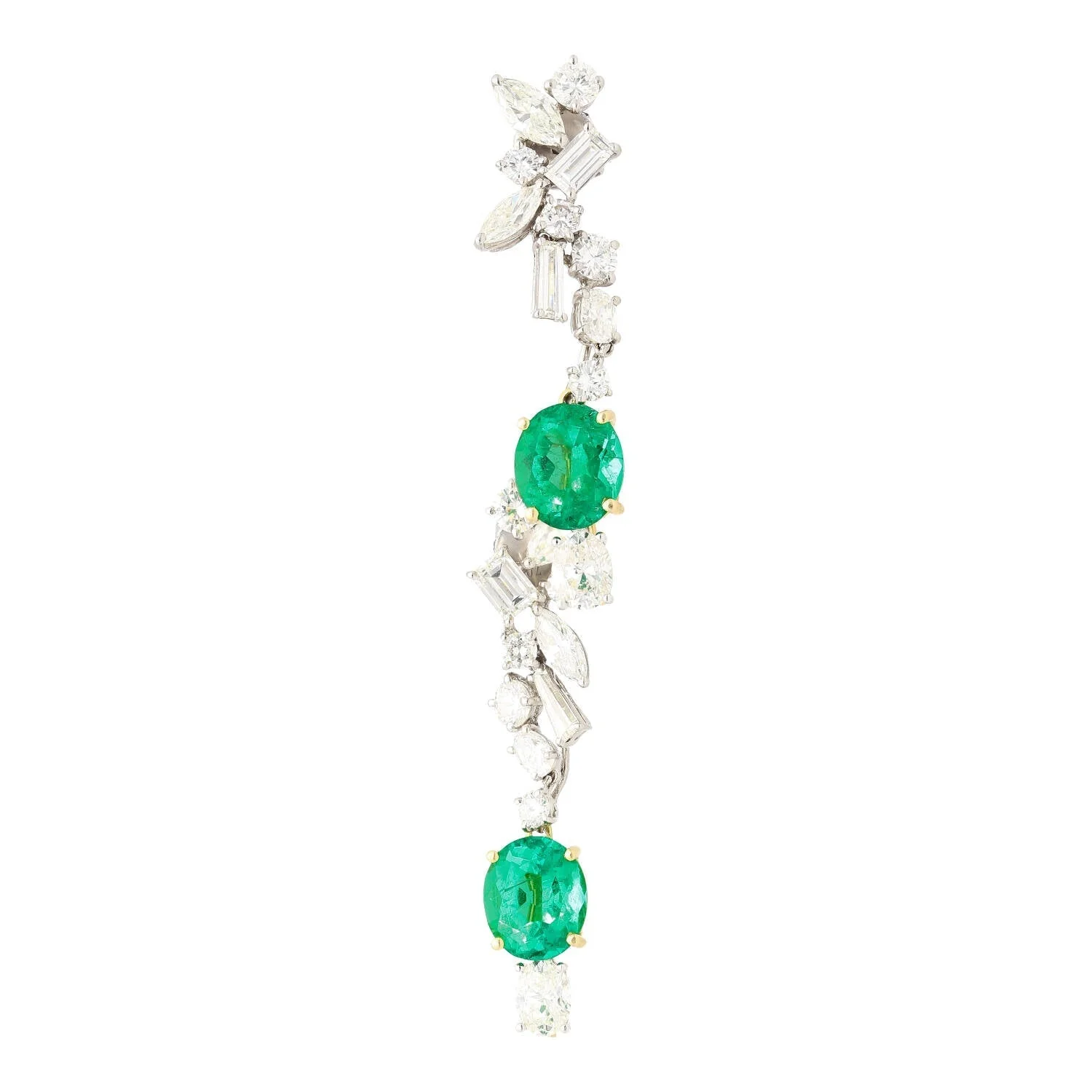 18K Gold Natural Colombian Emerald and Diamond Detachable Drop Earrings - Image 7