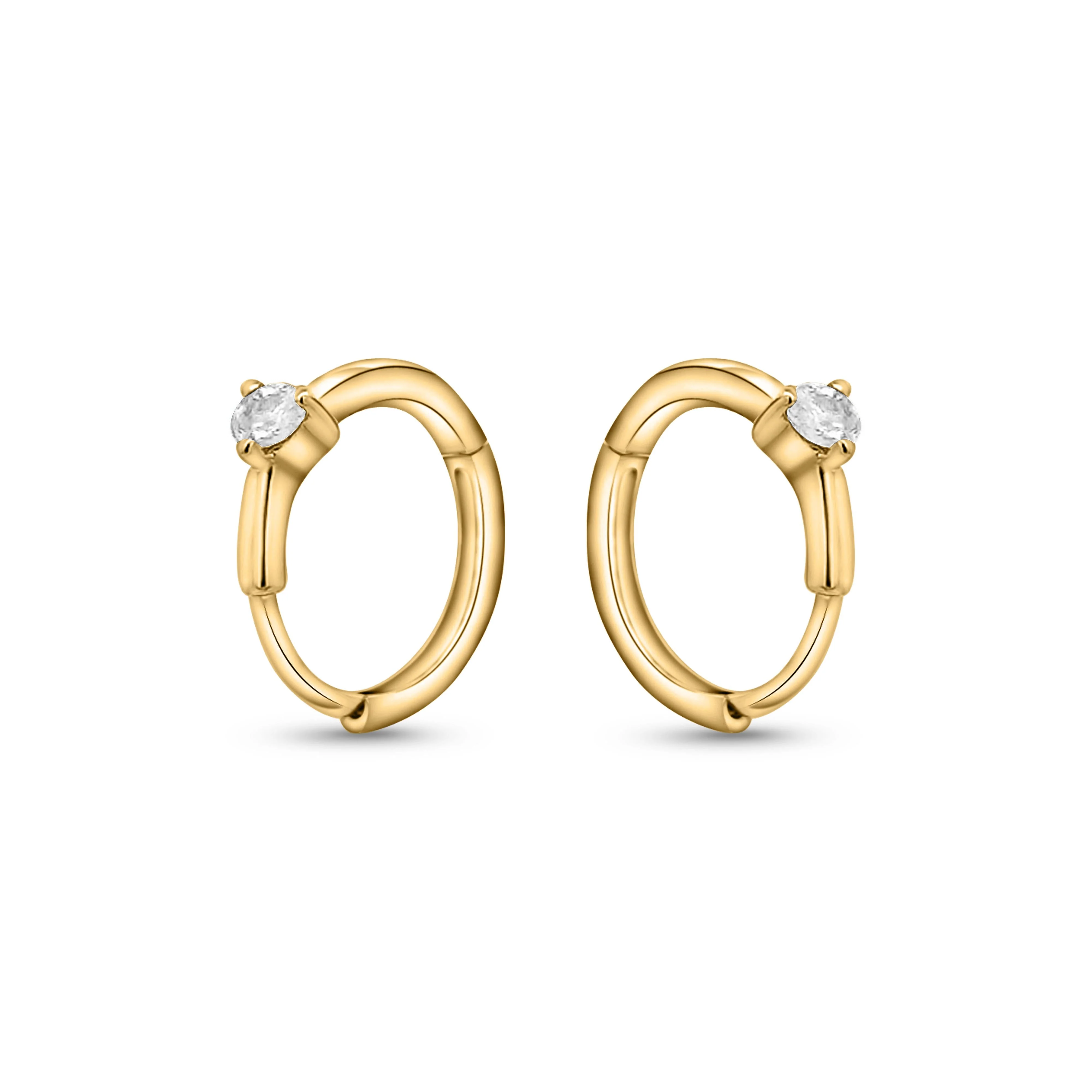 Natural Diamond 14K Huggie Hoop Earrings Multi Ear Placement - Image 5
