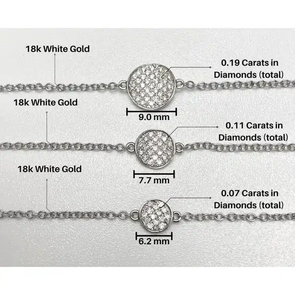 6mm - 9mm Round Diamond Disc Bracelet in 18K White Gold - Image 8