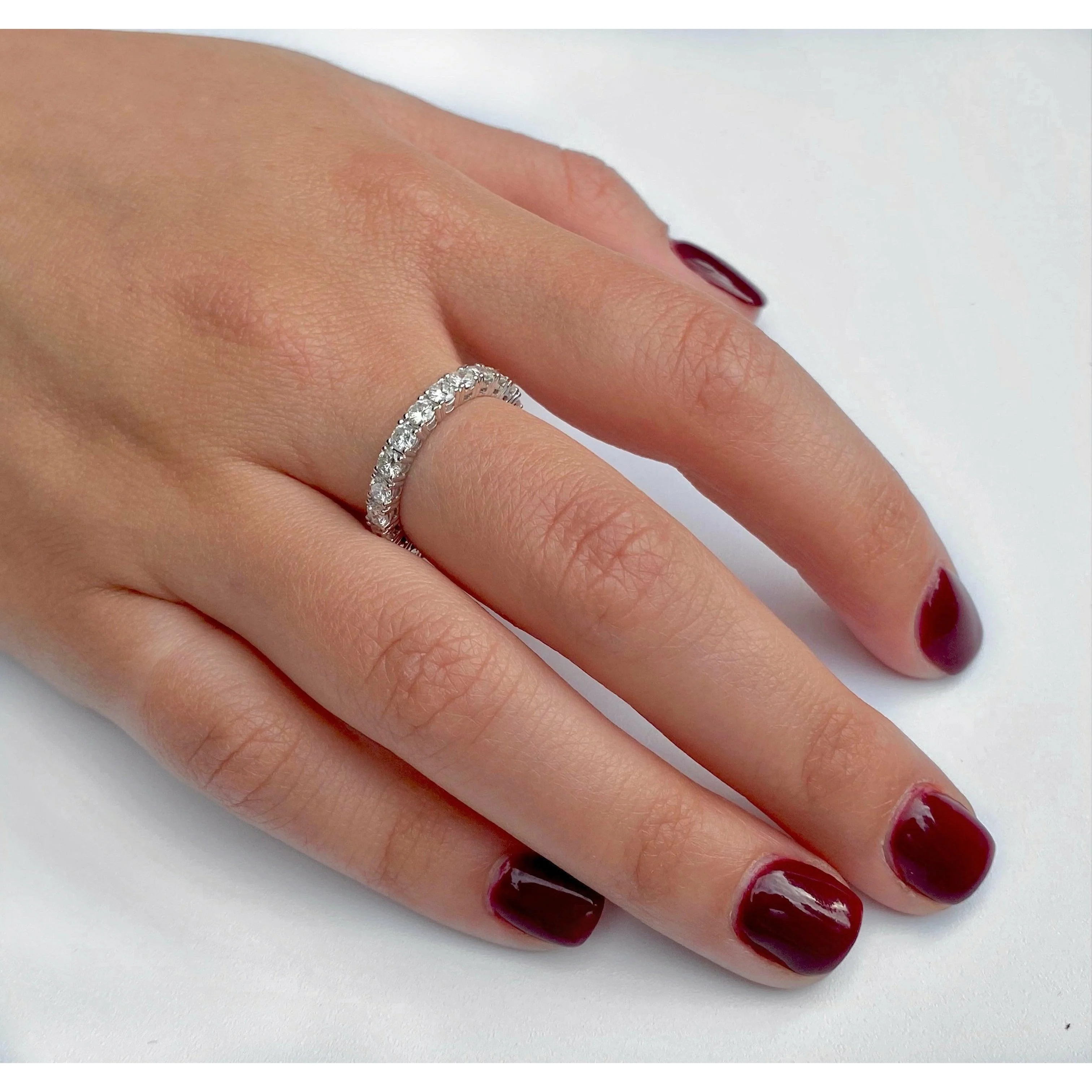 Natural Diamond Wedding Band in 18k white gold setting - Image 10