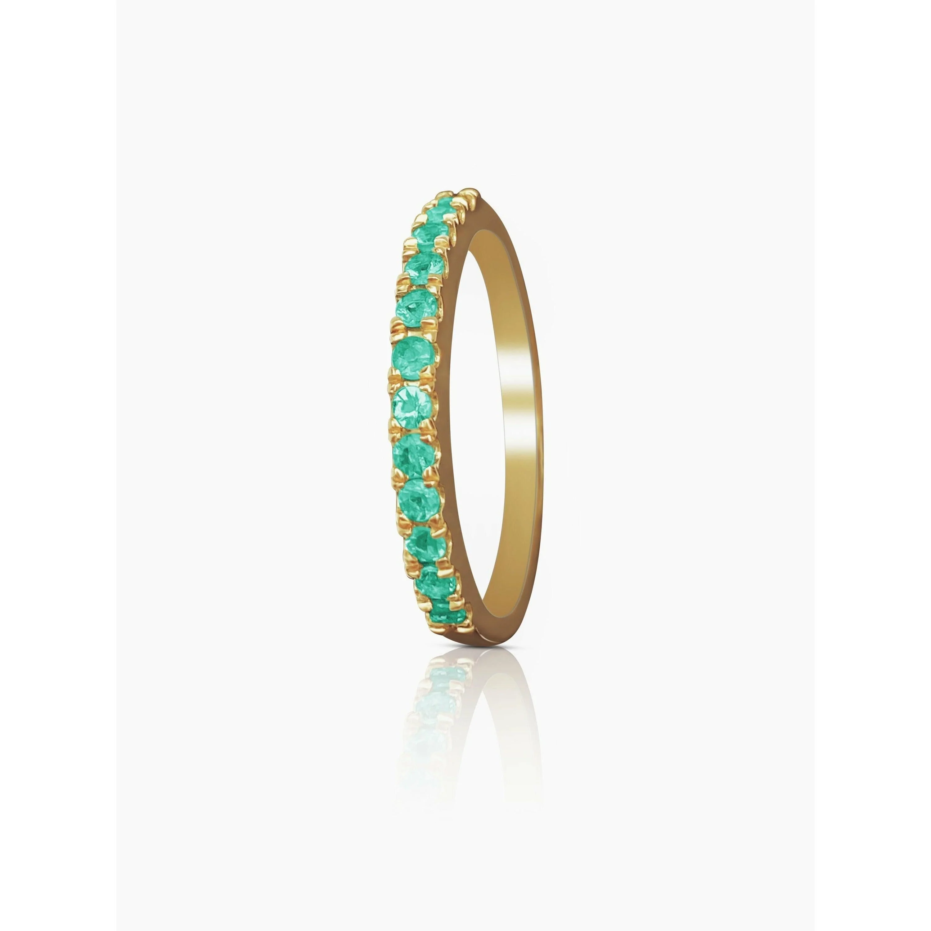 Natural Emerald Band in 14k Yellow Gold Wedding Band - Image 3