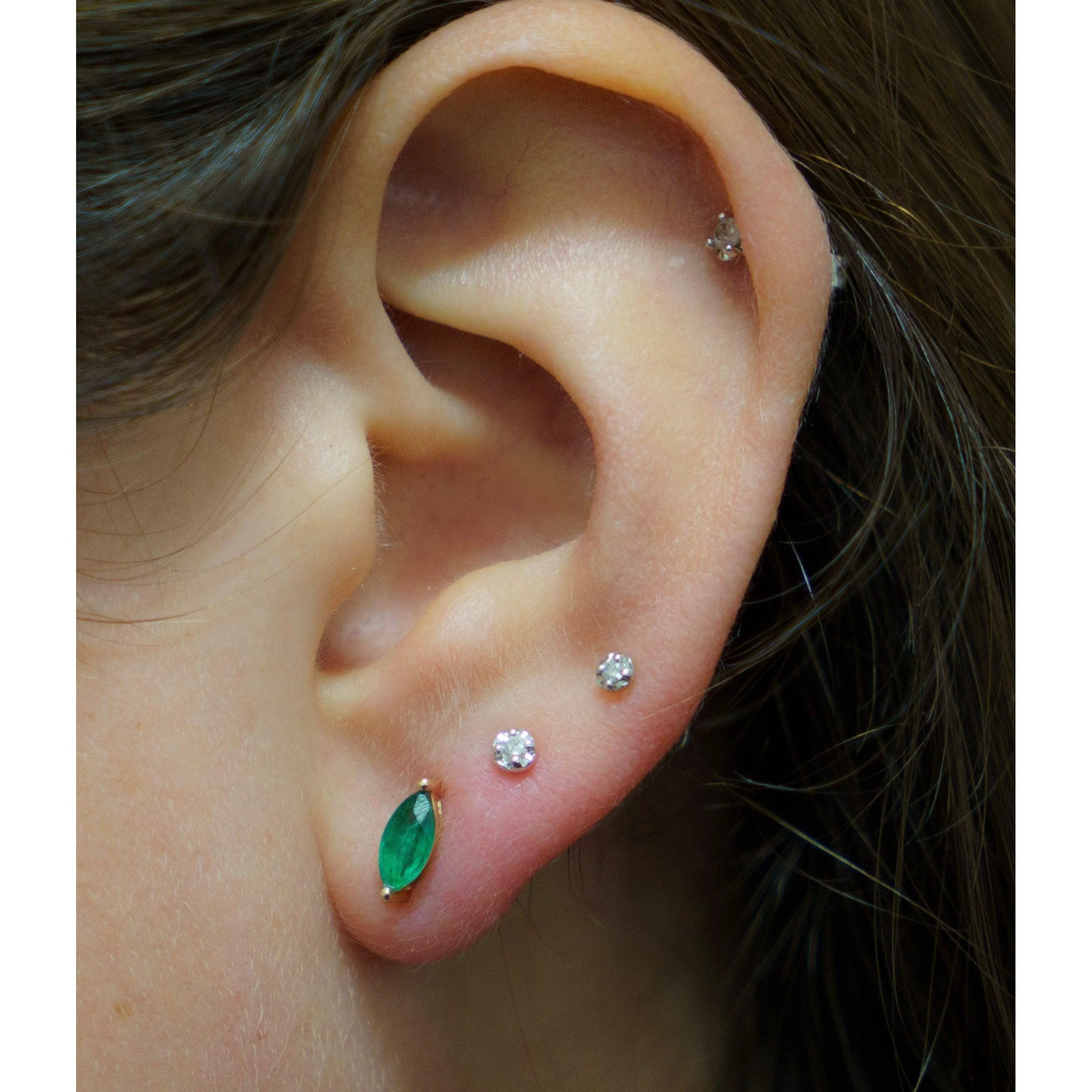1/2ct Natural Emerald Marquise 8MM Stud Earrings 14K Gold - Image 11